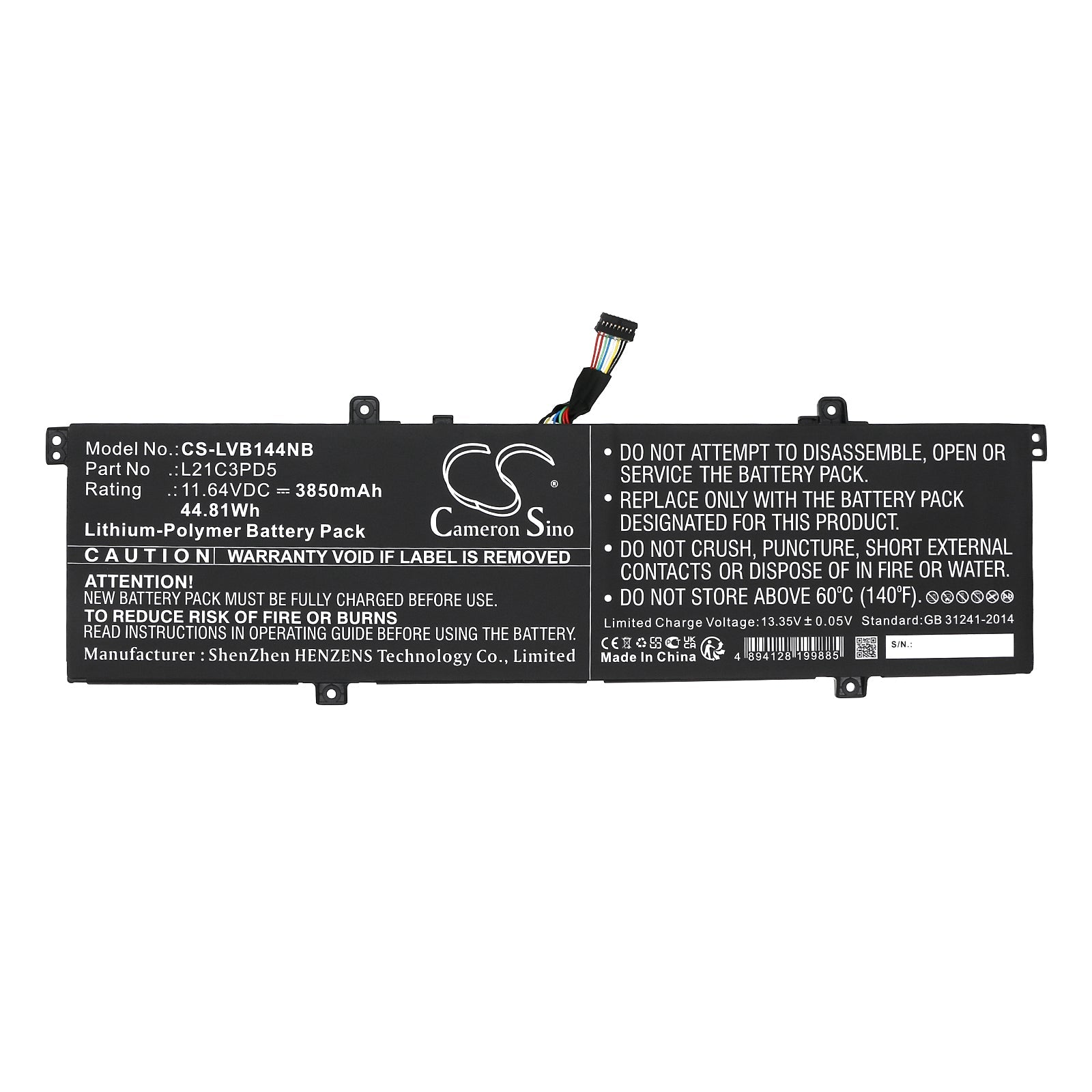 Li-Polymer, Notebook, Laptop Battery fits Lenovo Thinkbook 14 G4 Iap 21cx000dad, Thinkbook 14 G4 Iap 21cx000dck, 11.64V, 3850mAh Notebook, Laptop Cameron Sino Technology Limited