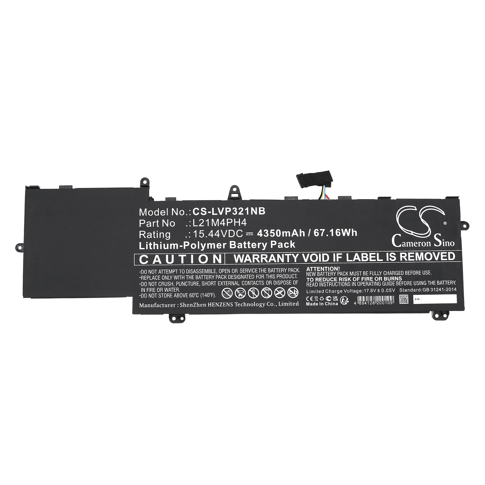 Li-Polymer, Notebook, Laptop Battery fits Lenovo Thinkbook Plus G3 Iap 21el0000, Thinkbook Plus G3 Iap 21el000b, 15.44V, 4350mAh Notebook, Laptop Cameron Sino Technology Limited
