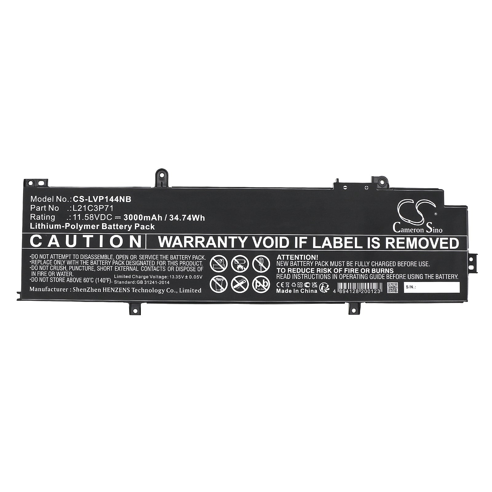 Li-Polymer, Notebook, Laptop Battery fits Lenovo Thinkpad P14s Gen3, Thinkpad T14 Gen3, 11.58V, 3000mAh Notebook, Laptop Cameron Sino Technology Limited