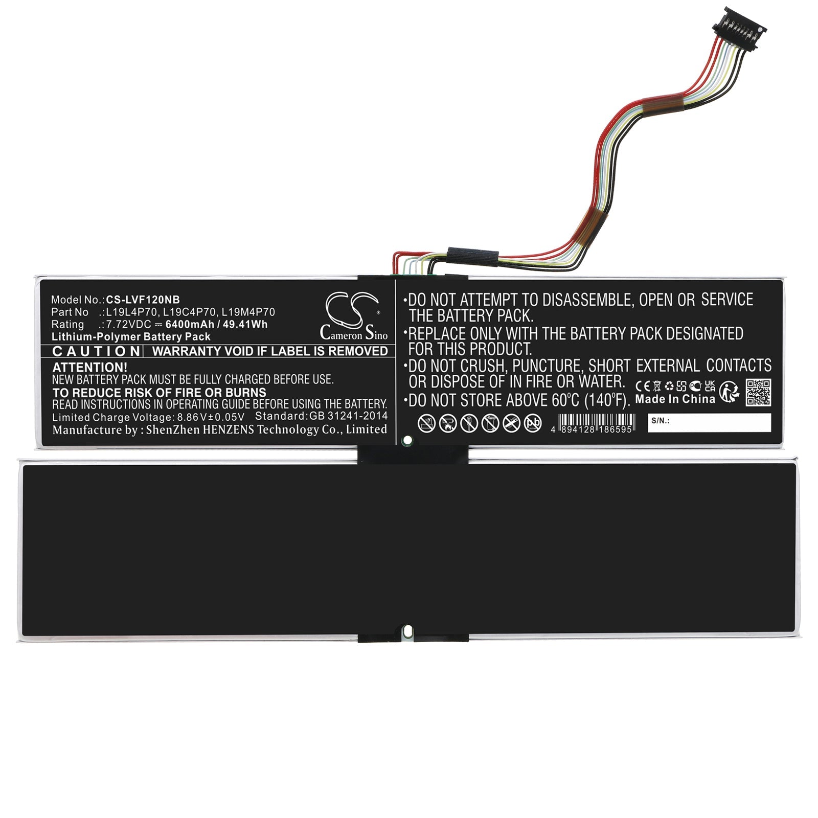 Li-Polymer, Notebook, Laptop Battery fits Lenovo Thinkpad X1 Fold Gen 1-20rk000, Thinkpad X1 Fold Gen 1-20rk000, 7.72V, 6400mAh Notebook, Laptop Cameron Sino Technology Limited