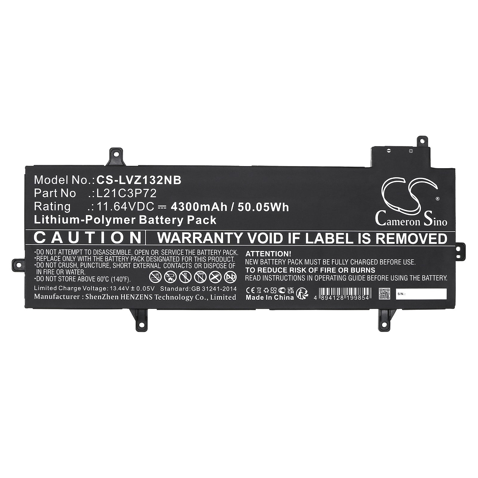 Li-Polymer, Notebook, Laptop Battery fits Lenovo Thinkpad Z13 21d2000aau, Thinkpad Z13 21d2000rca, 11.64V, 4300mAh Notebook, Laptop Cameron Sino Technology Limited