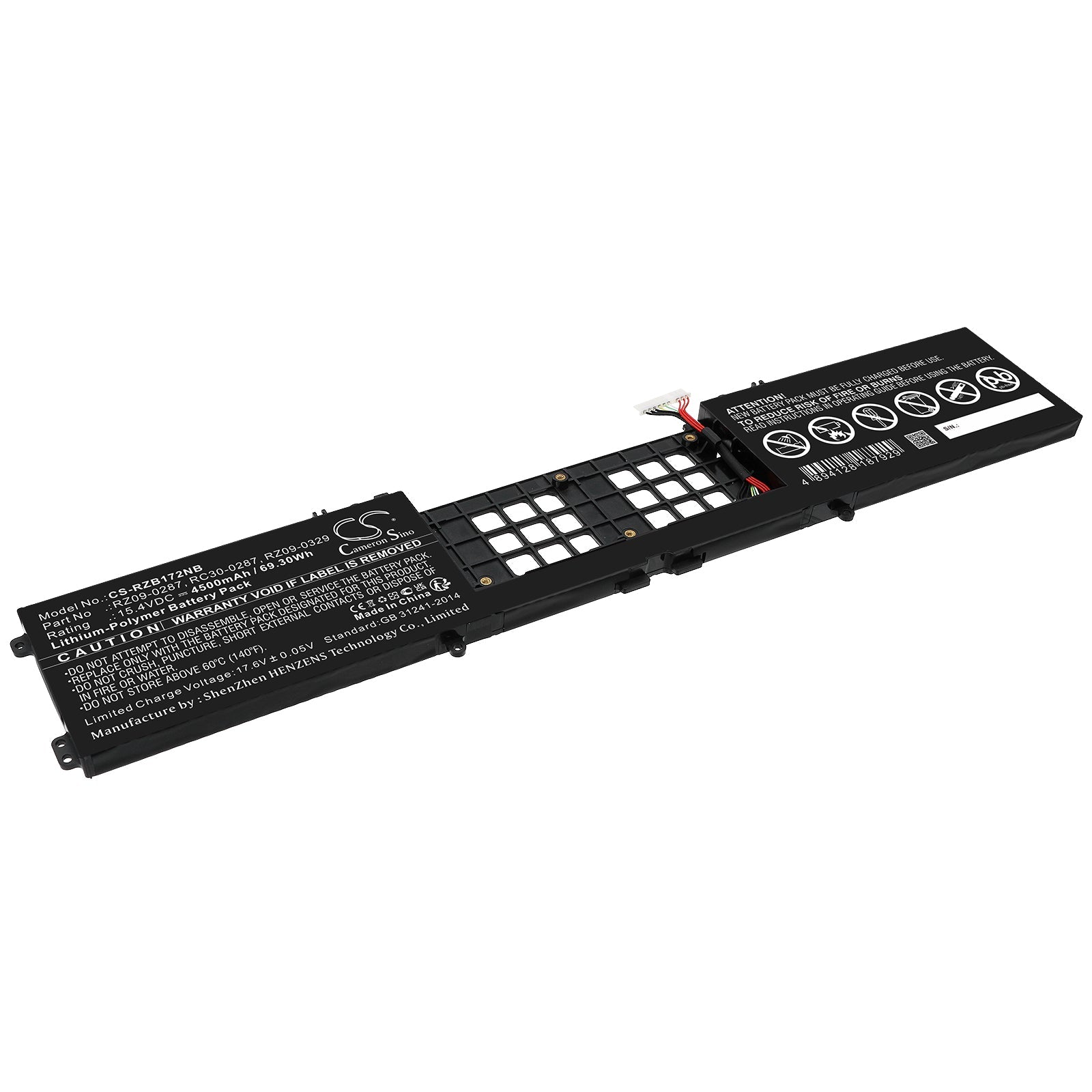 Li-Polymer, Notebook, Laptop Battery fits Razer Blade 17 4k 120hz Rtx 3080 (20, Blade 17 4k Touch 120hz Geforc, 15.4V, 4500mAh Notebook, Laptop Cameron Sino Technology Limited