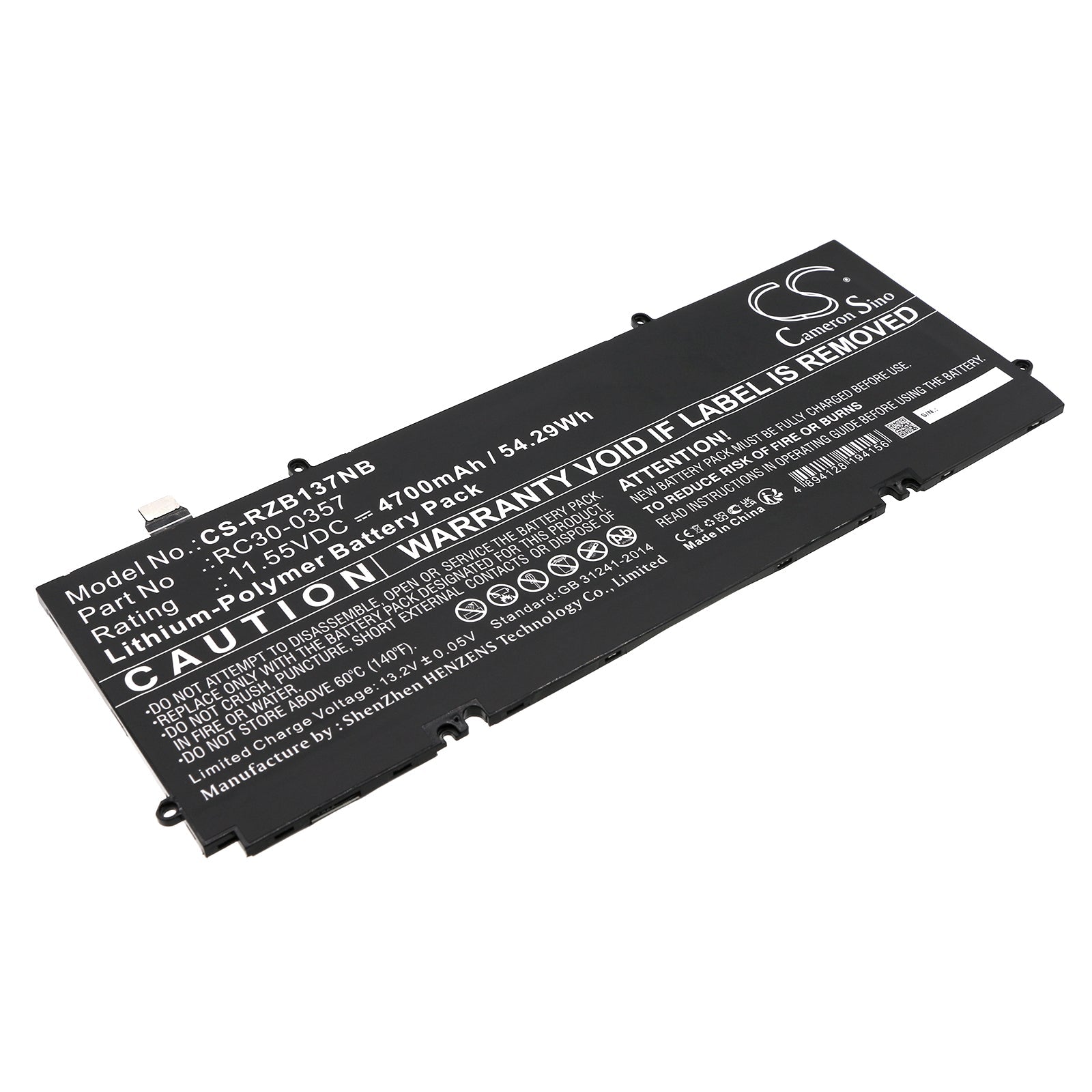 Li-Polymer, Notebook, Laptop Battery fits Razer Book 13 Core I7, Book 13 Fhd, 11.55V, 4700mAh Notebook, Laptop Cameron Sino Technology Limited