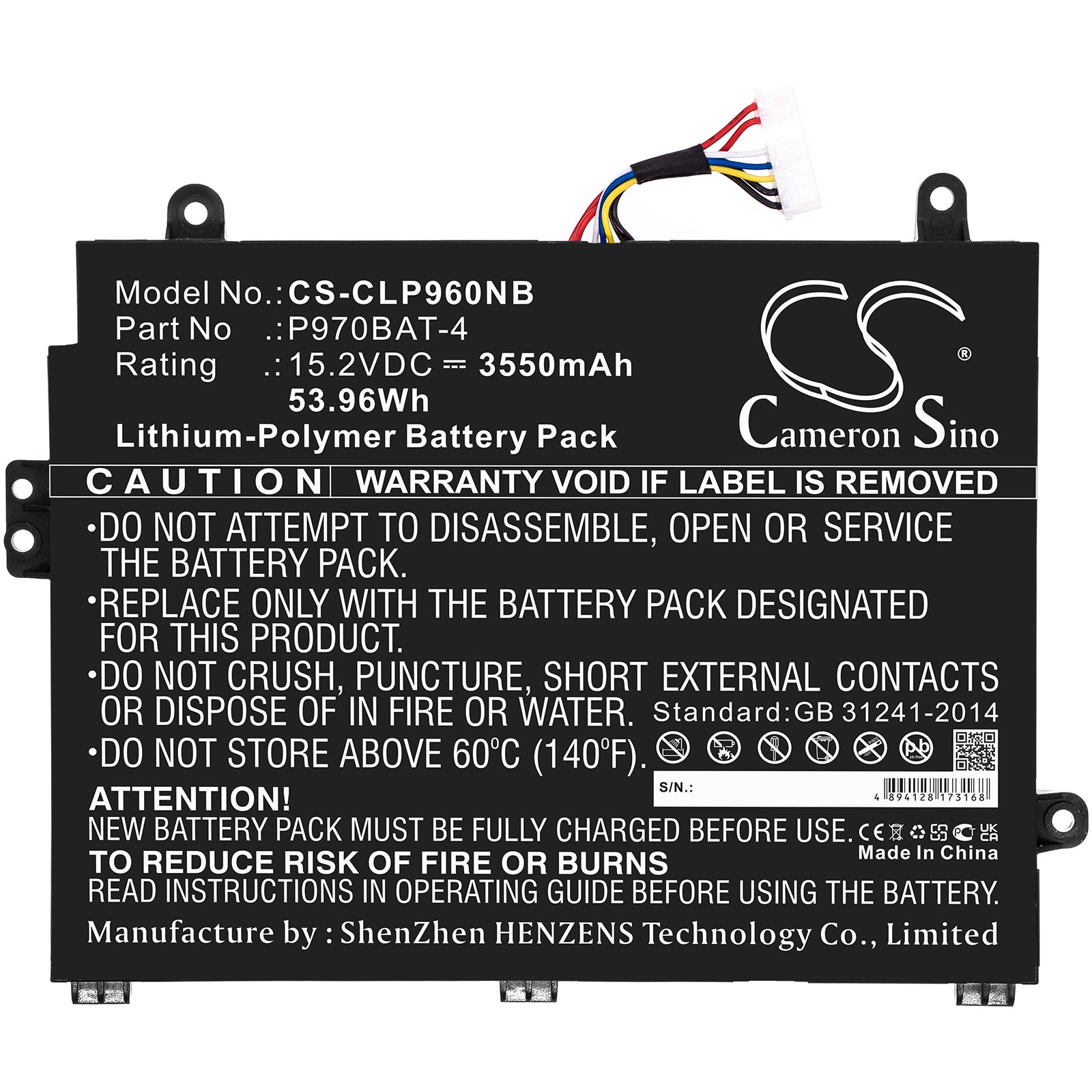Li-Polymer, Notebook, Laptop Battery fits Sager Np2950(p955et1), Np2952(p955et3), 15.2V, 3550mAh Notebook, Laptop Cameron Sino Technology Limited