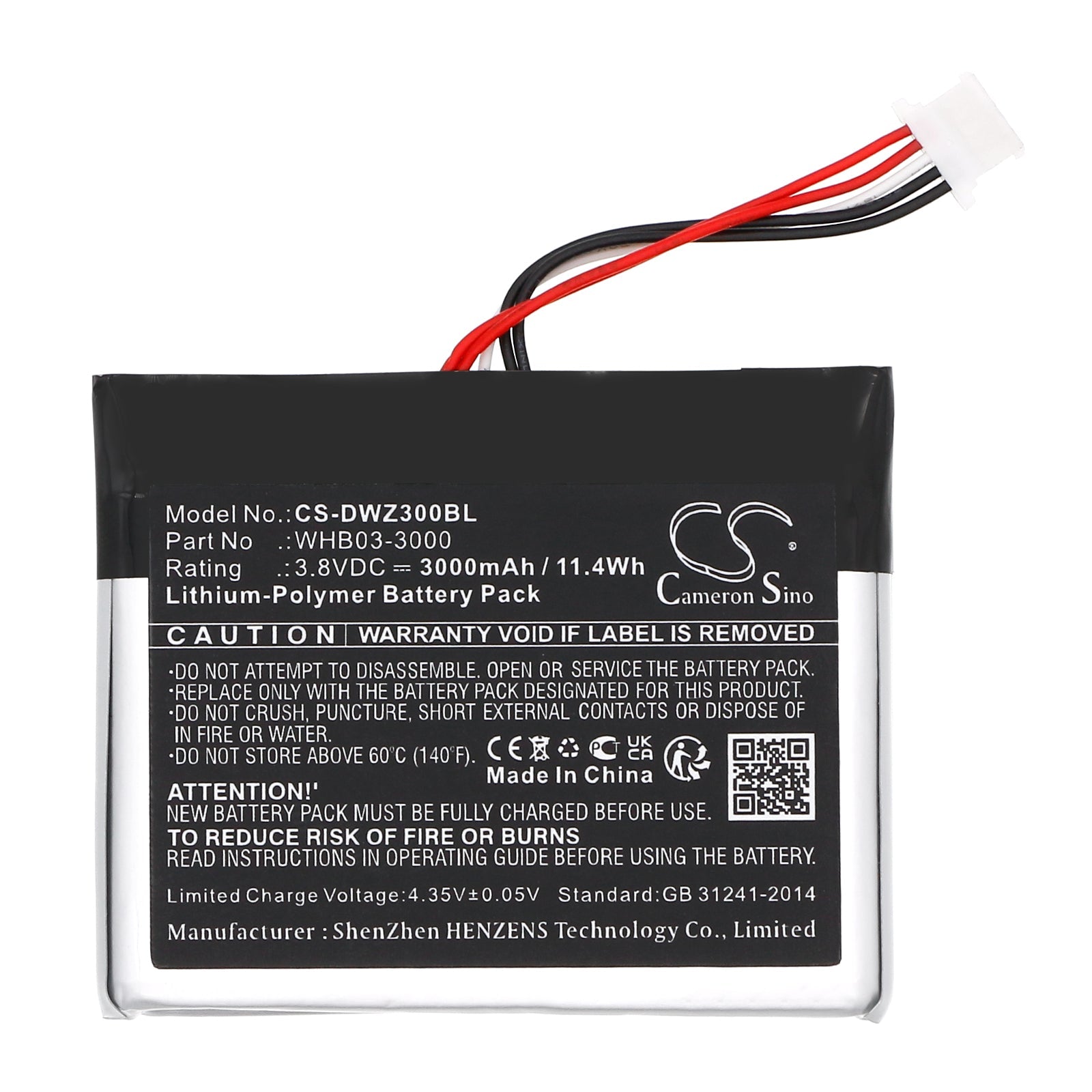 Li-Polymer, Payment Terminal Battery fits Dejavoo Q3, Wizarpos Q3, 3.8V, 3000mAh Payment Terminal Cameron Sino Technology Limited
