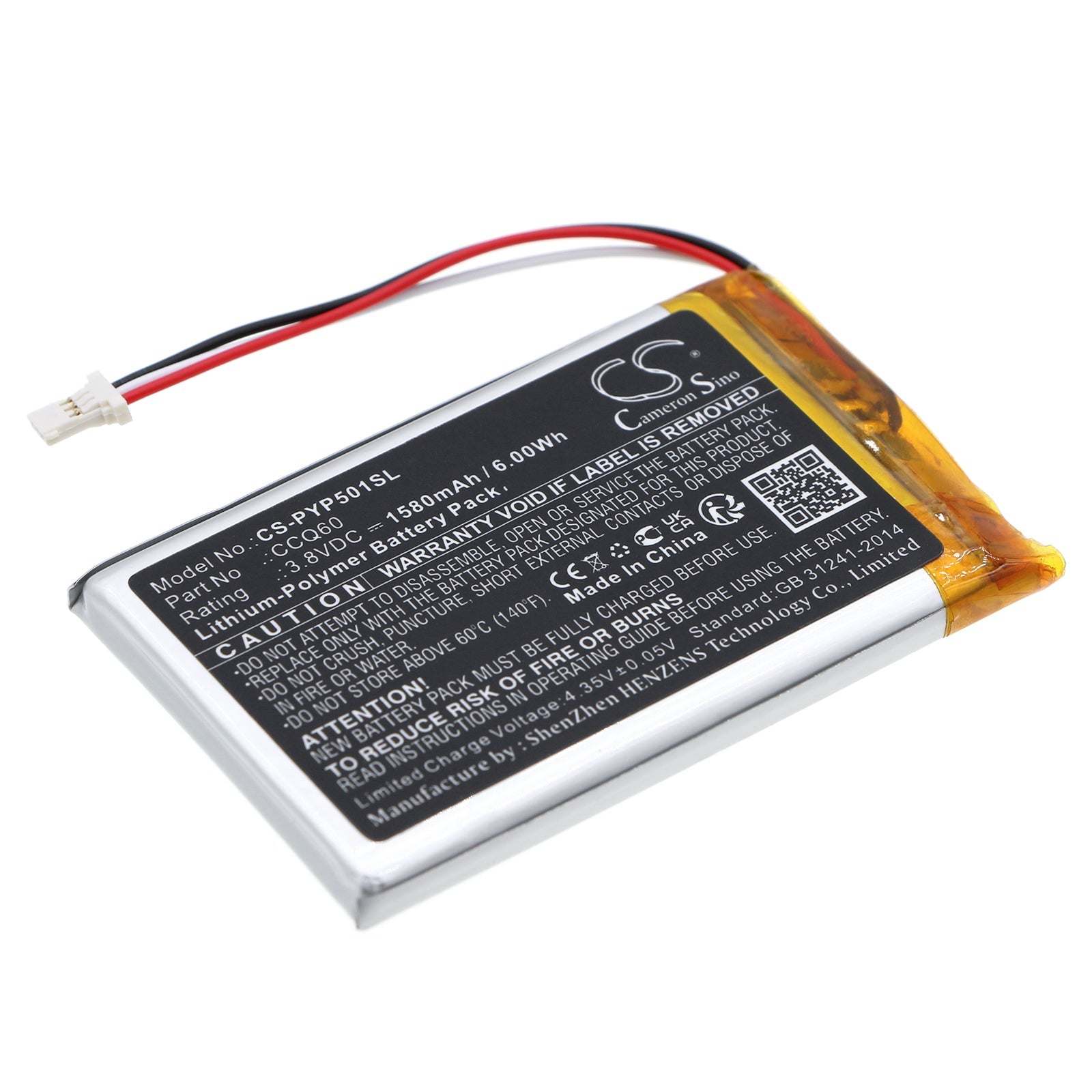 Li-Polymer, Payment Terminal Battery fits Poynt 5, M2w3140a, 3.8V, 1580mAh Payment Terminal Cameron Sino Technology Limited