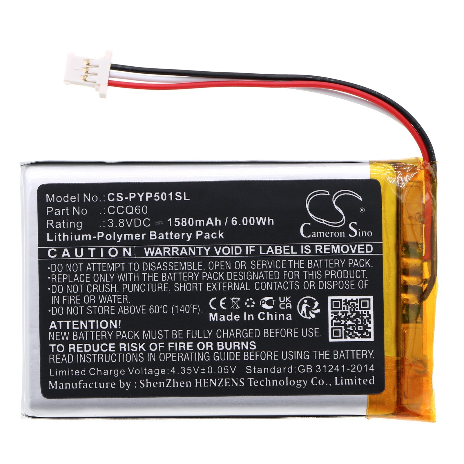 Li-Polymer, Payment Terminal Battery fits Poynt 5, M2w3140a, 3.8V, 1580mAh Payment Terminal Cameron Sino Technology Limited