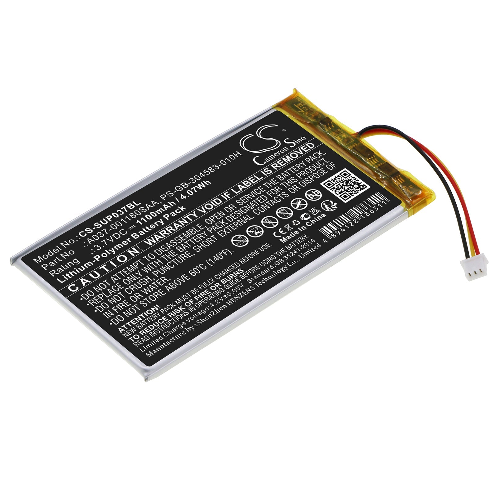 Li-Polymer, Payment Terminal Battery fits Sumup 3g, 3g+, 3.7V, 1100mAh Payment Terminal Cameron Sino Technology Limited