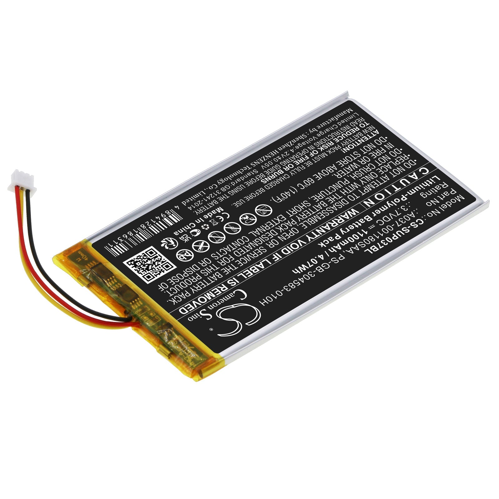 Li-Polymer, Payment Terminal Battery fits Sumup 3g, 3g+, 3.7V, 1100mAh Payment Terminal Cameron Sino Technology Limited