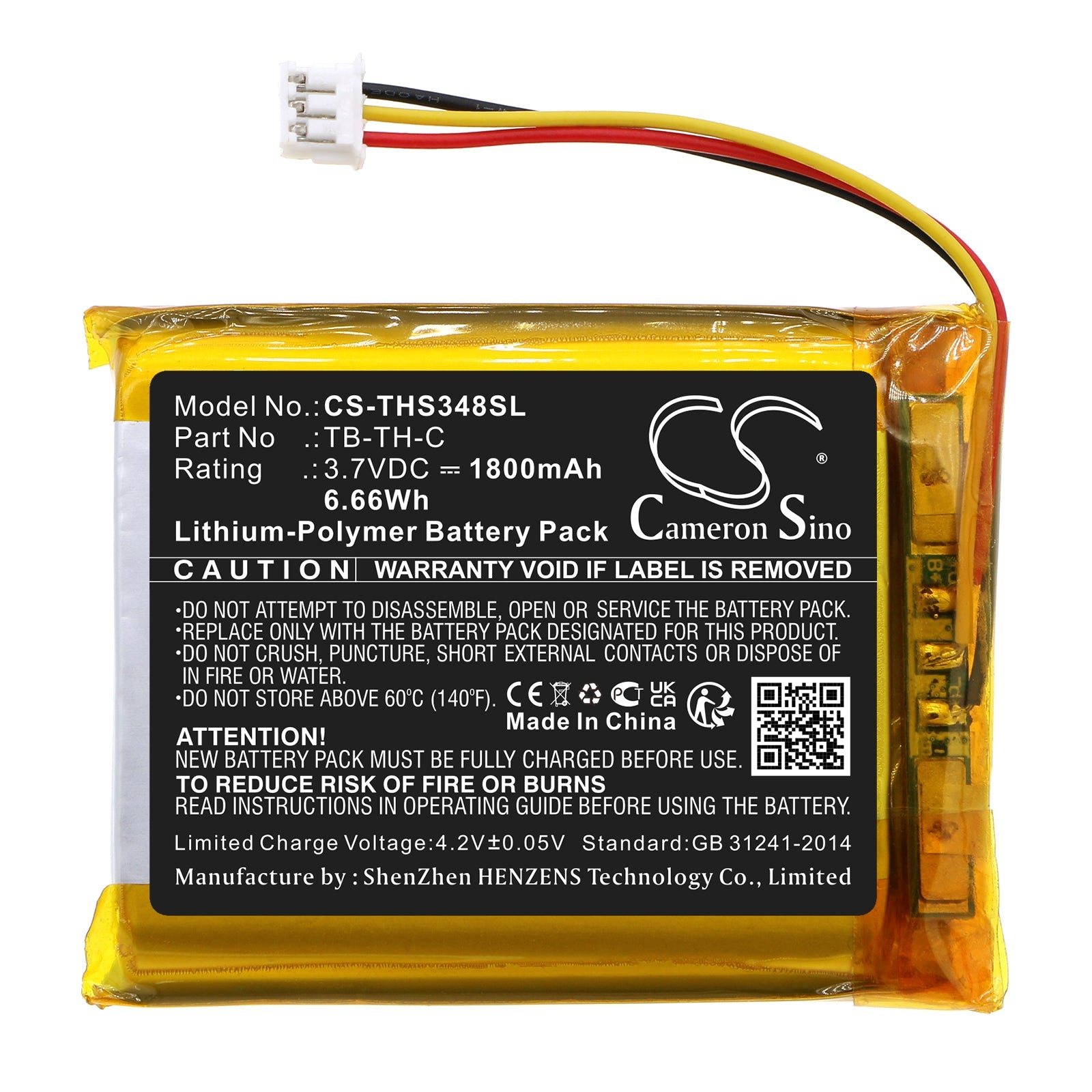 Li-Polymer, Personal Care Battery fits Therabody Smart Goggles, 3.7V, 1800mAh Personal Care Cameron Sino Technology Limited