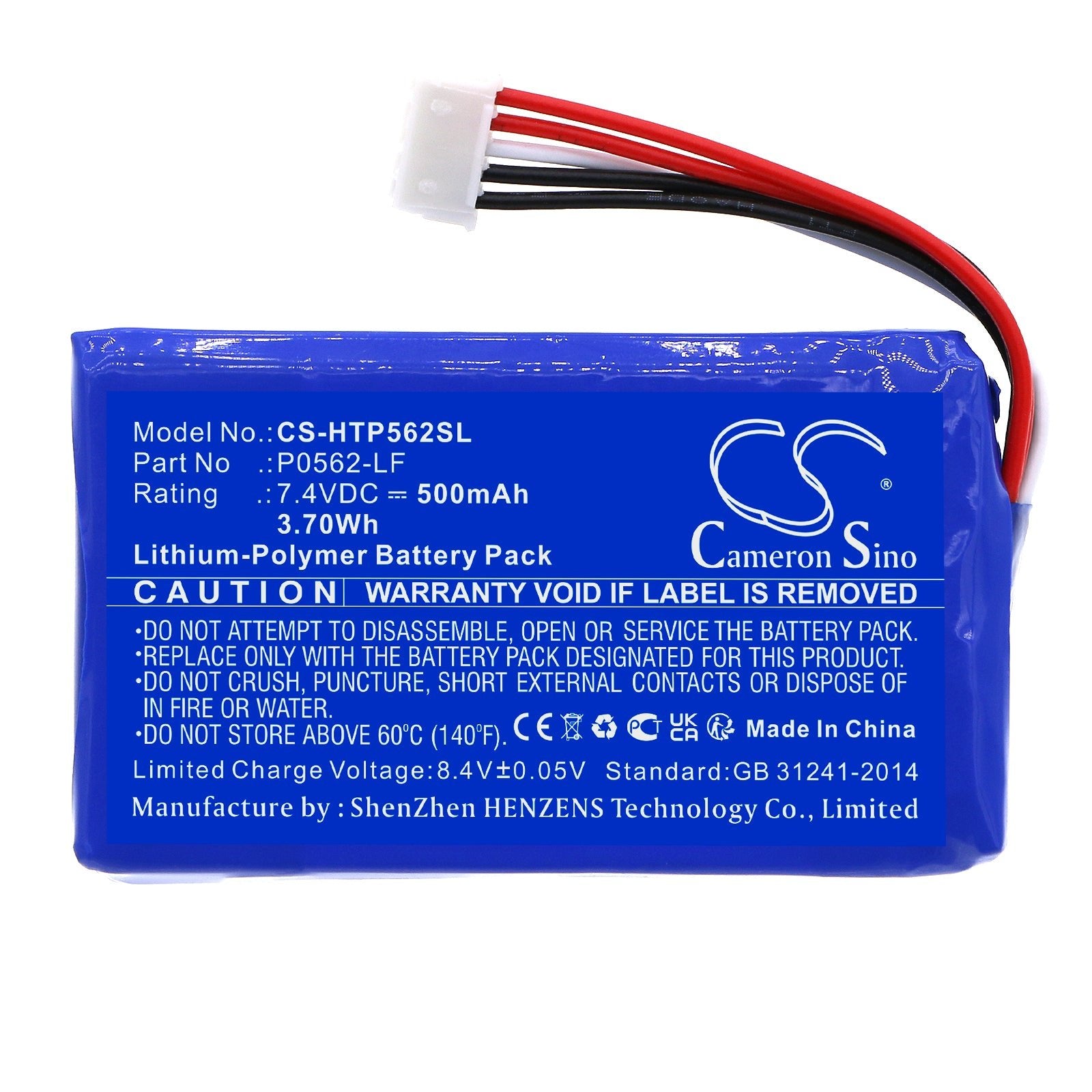Li-Polymer, Photo Printer Battery fits Hp 1as85a, 1as86a, 7.4V, 500mAh Photo Printer Cameron Sino Technology Limited
