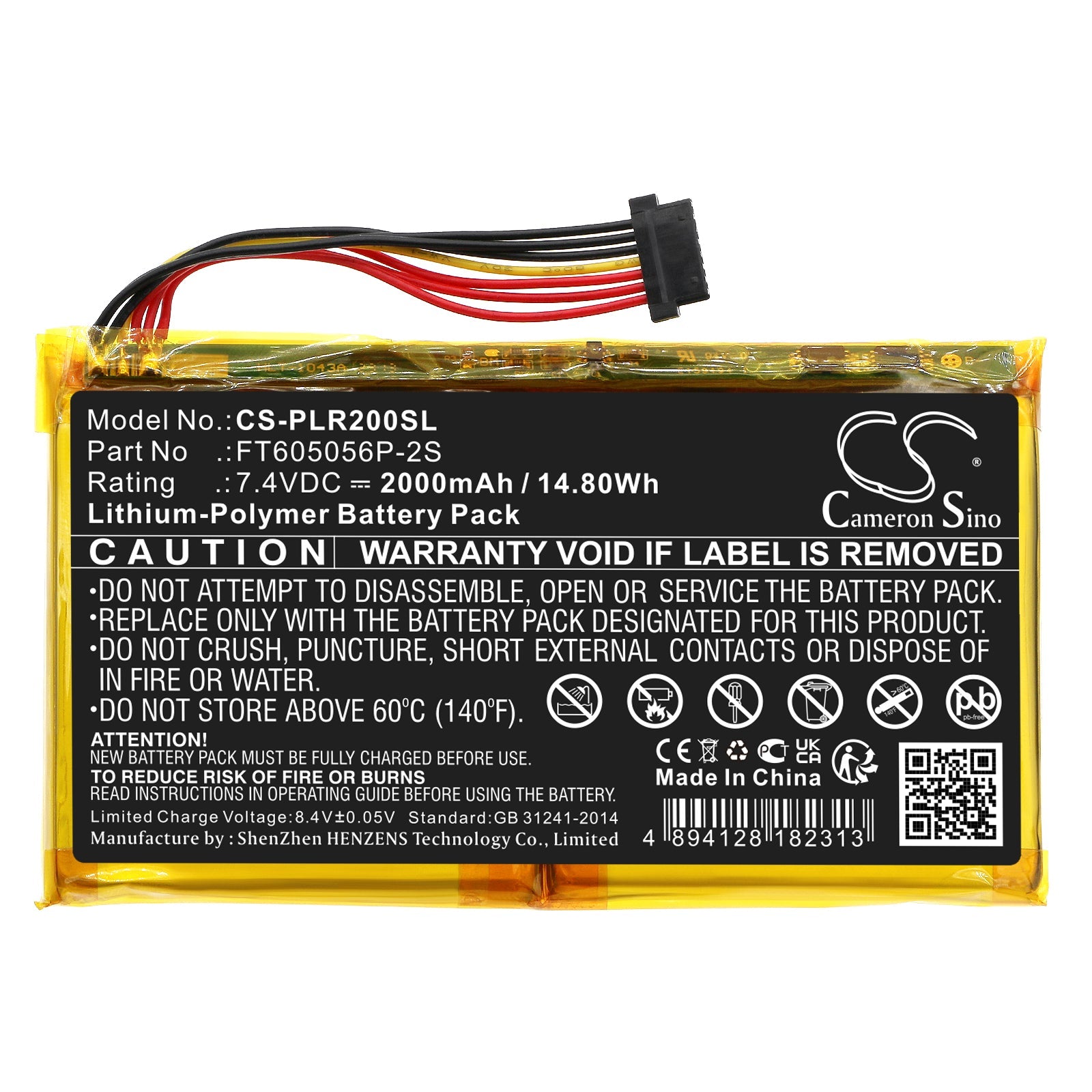Li-Polymer, Photo Printer Battery fits Polaroid Polpol1pk, Pop, 7.4V, 2000mAh Photo Printer Cameron Sino Technology Limited