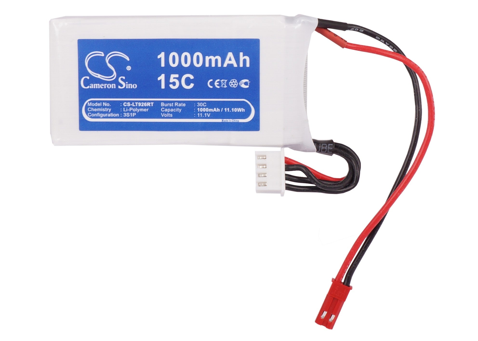 Li-Polymer, RC Battery fits Rc Cs-lt926rt, 1.1V, 1000mAh RC Cameron Sino Technology Limited