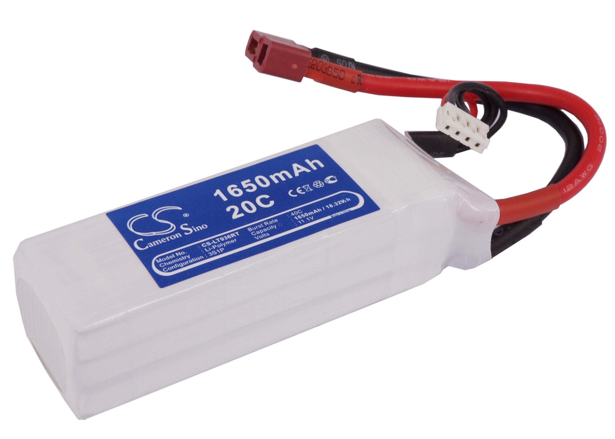 Li-Polymer, RC Battery fits Rc Cs-lt936rt, 11.1V, 1650mAh RC Cameron Sino Technology Limited