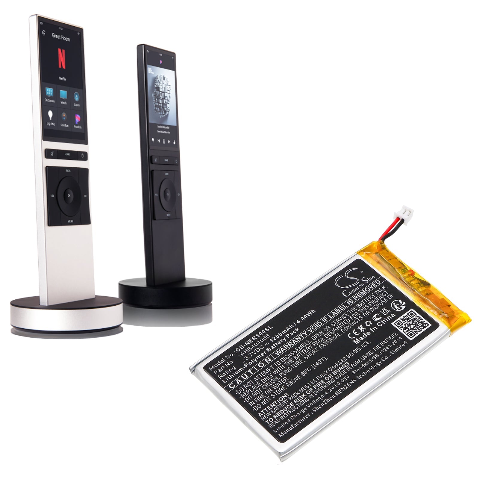 Li-Polymer, Remote Control Battery fits Neeo Control 4, Ne-rmt, 3.7V, 1200mAh Remote Control Cameron Sino Technology Limited