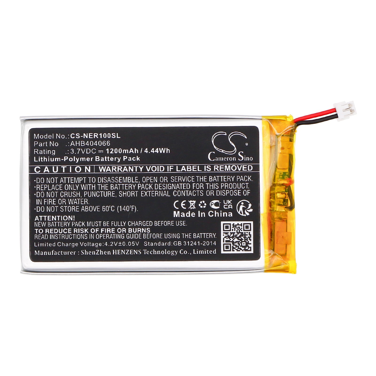 Li-Polymer, Remote Control Battery fits Neeo Control 4, Ne-rmt, 3.7V, 1200mAh Remote Control Cameron Sino Technology Limited