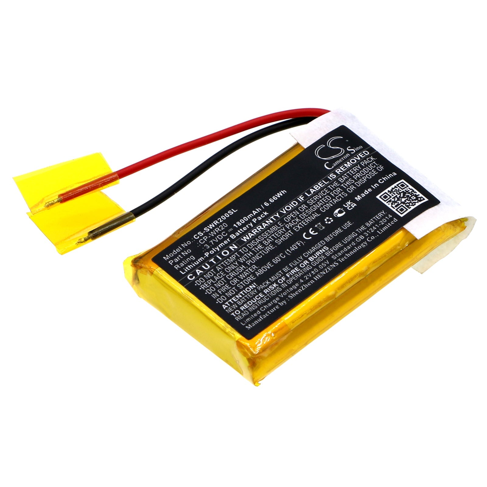 Li-Polymer, Remote Control Battery fits Simrad Wr20, Wr20 Remote Commander, 3.7V, 1800mAh Remote Control Cameron Sino Technology Limited