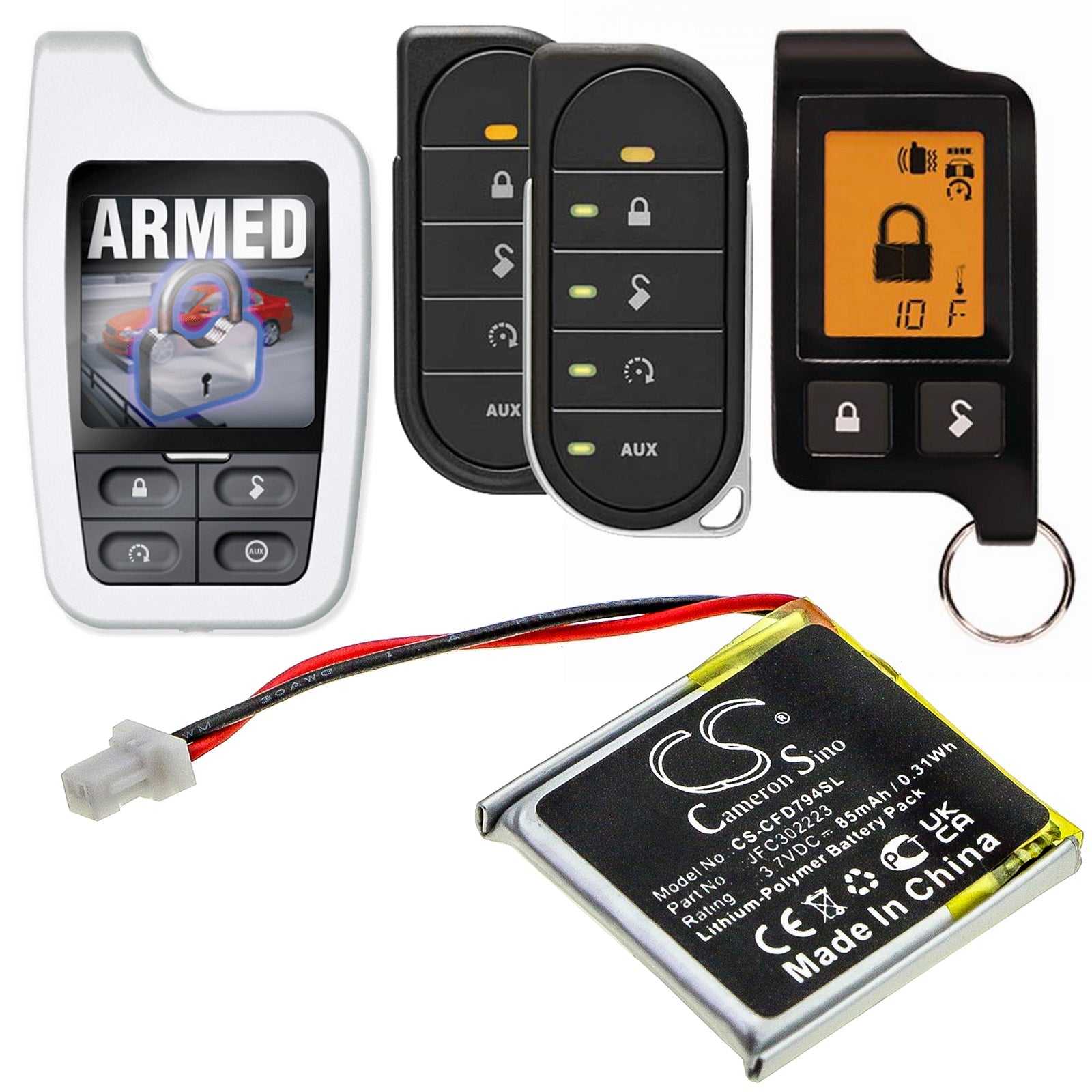 Li-Polymer Remote Start Battery fits Clifford, 3706, 4706, 5706 3.7V, 85mAh Remote Start and Entry Systems Cameron Sino Technology Limited