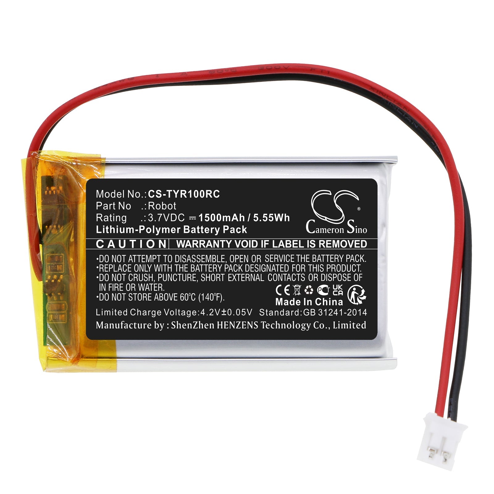 Li-Polymer, Robot Battery fits Thymio Robot, 3.7V, 1500mAh Robot Cameron Sino Technology Limited