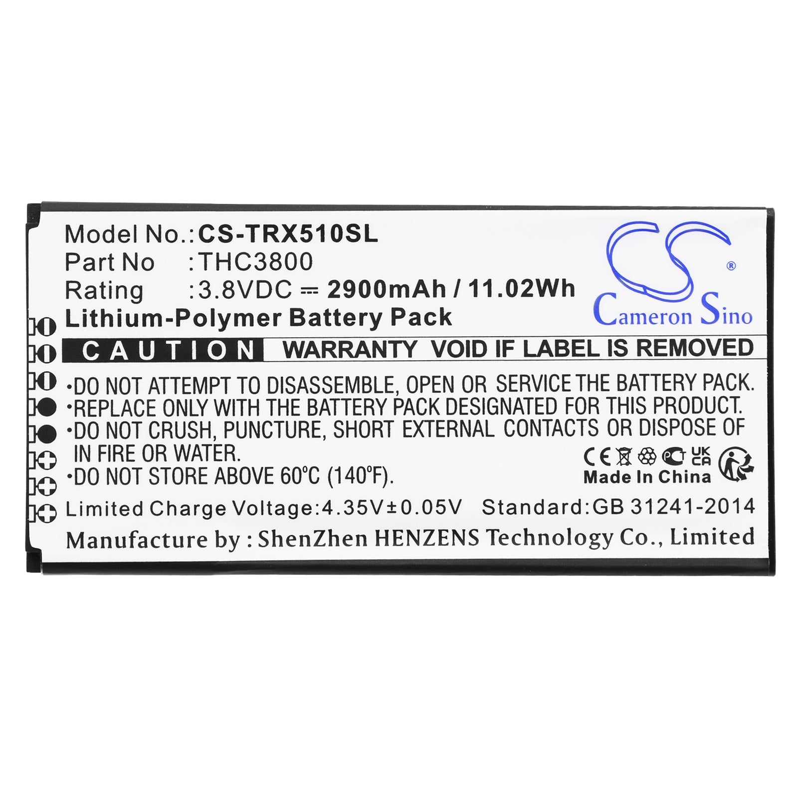 Li-Polymer, Satellite Phone Battery fits Thuraya X5-touch, 3.8V, 2900mAh Satellite Phone Cameron Sino Technology Limited