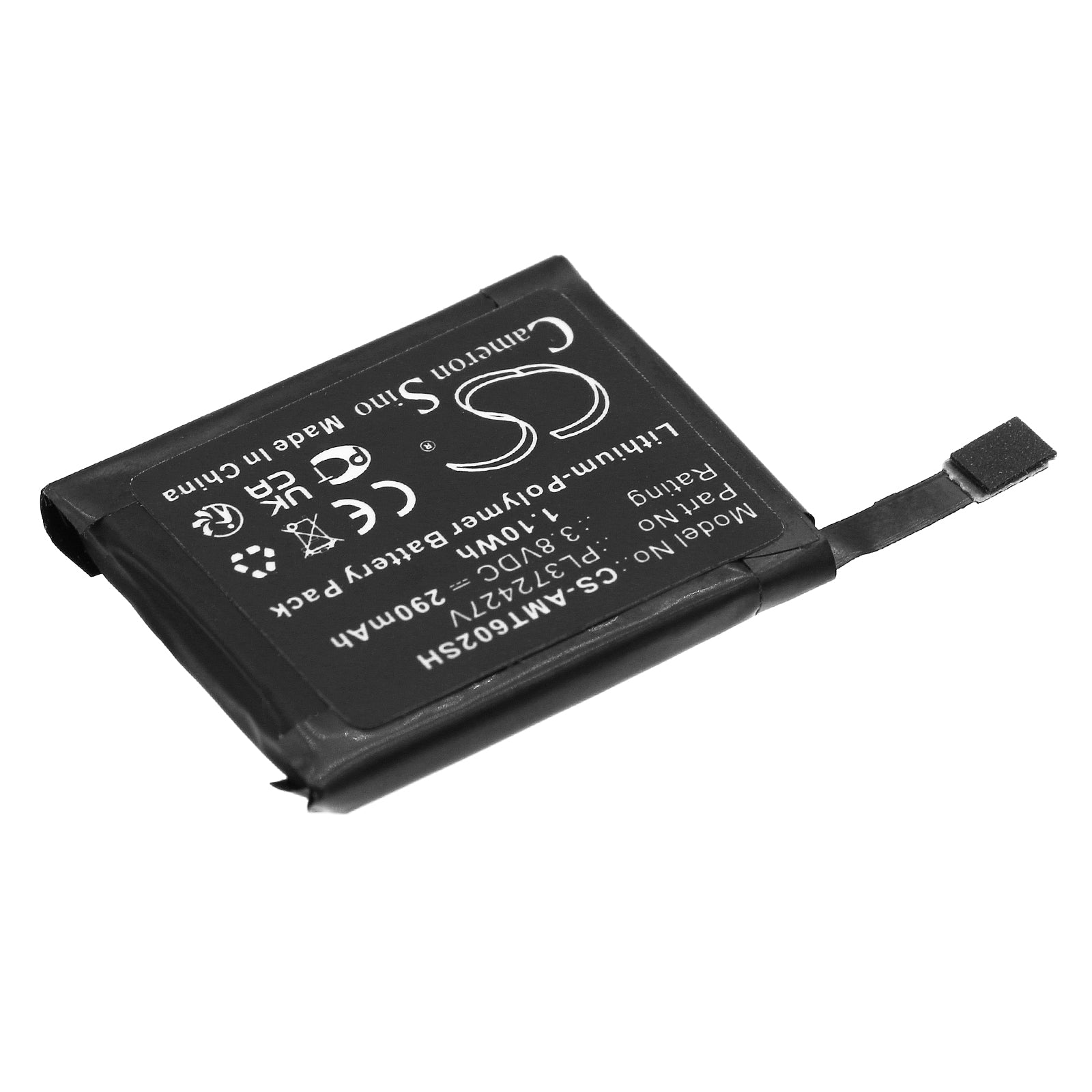 Li-Polymer, Smartwatch Battery fits Amazfit A1602, A1612, 3.8V, 290mAh Smartwatch Cameron Sino Technology Limited