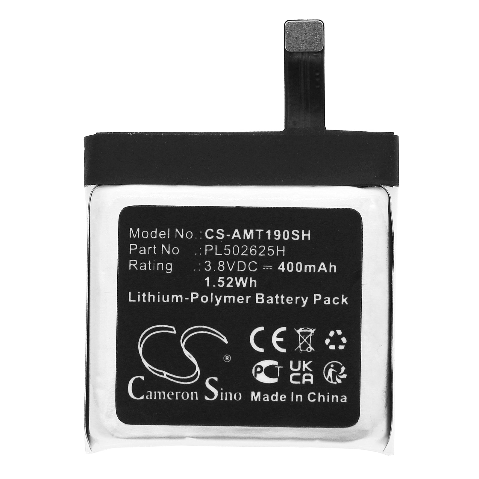 Li-Polymer, Smartwatch Battery fits Amazfit A19029, Gtr 47mm, 3.8V, 400mAh Smartwatch Cameron Sino Technology Limited