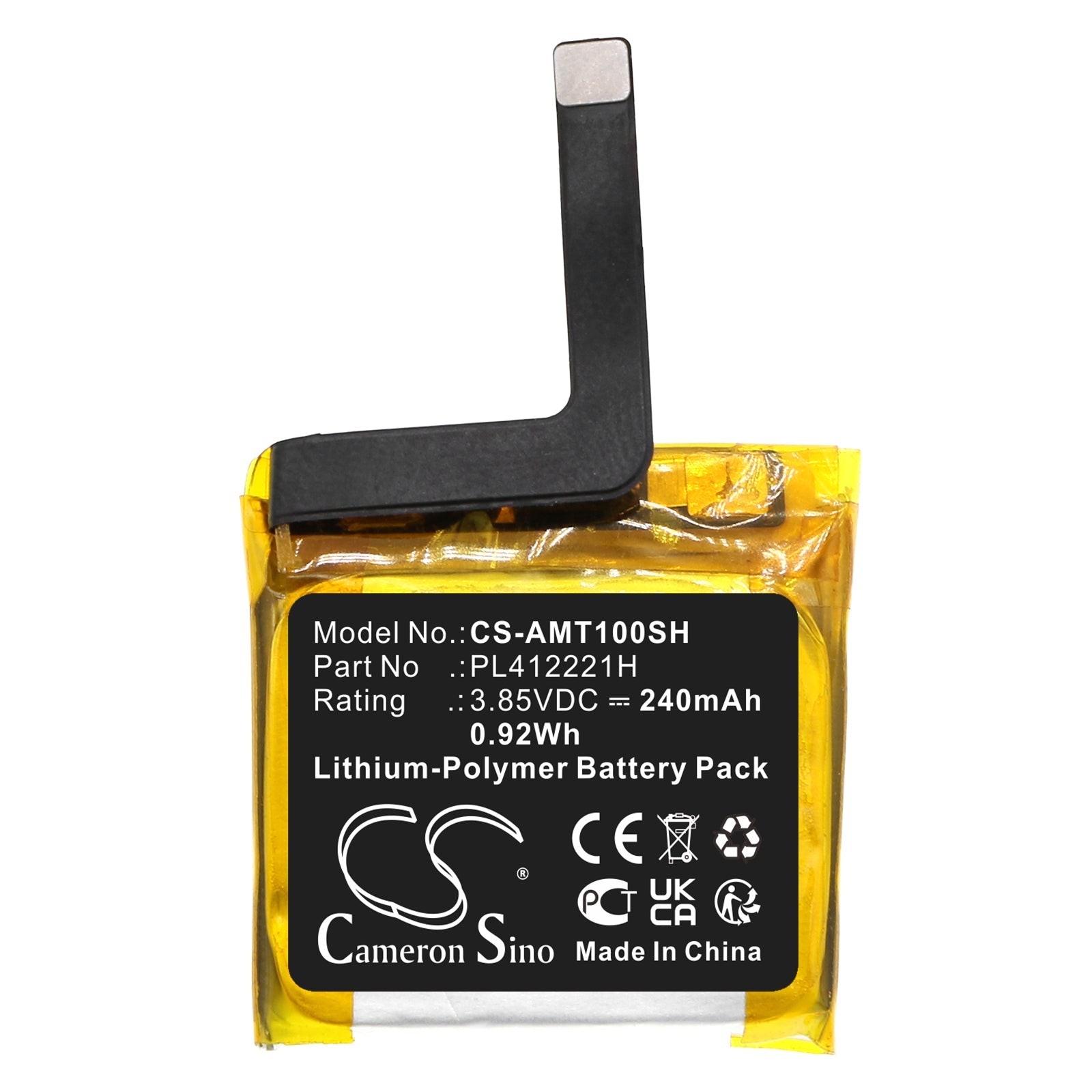 Li-Polymer, Smartwatch Battery fits Amazfit A1913, A1914, 3.85V, 240mAh Smartwatch Cameron Sino Technology Limited