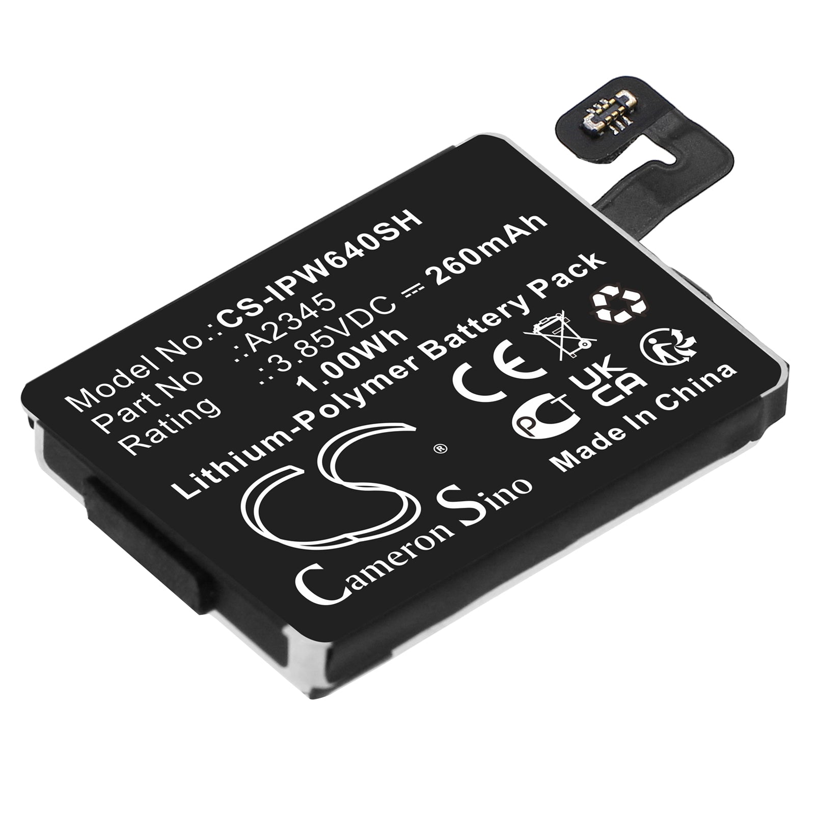Li-Polymer, Smartwatch Battery fits Apple Watch Series S6 40mm, 3.85V, 260mAh Smartwatch Cameron Sino Technology Limited