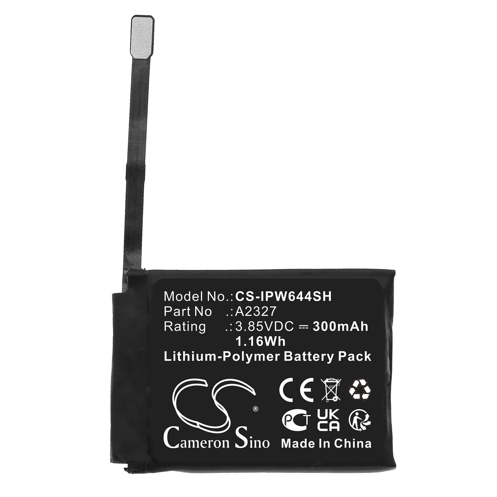 Li-Polymer, Smartwatch Battery fits Apple Watch Series S6 44mm, 3.85V, 300mAh Smartwatch Cameron Sino Technology Limited