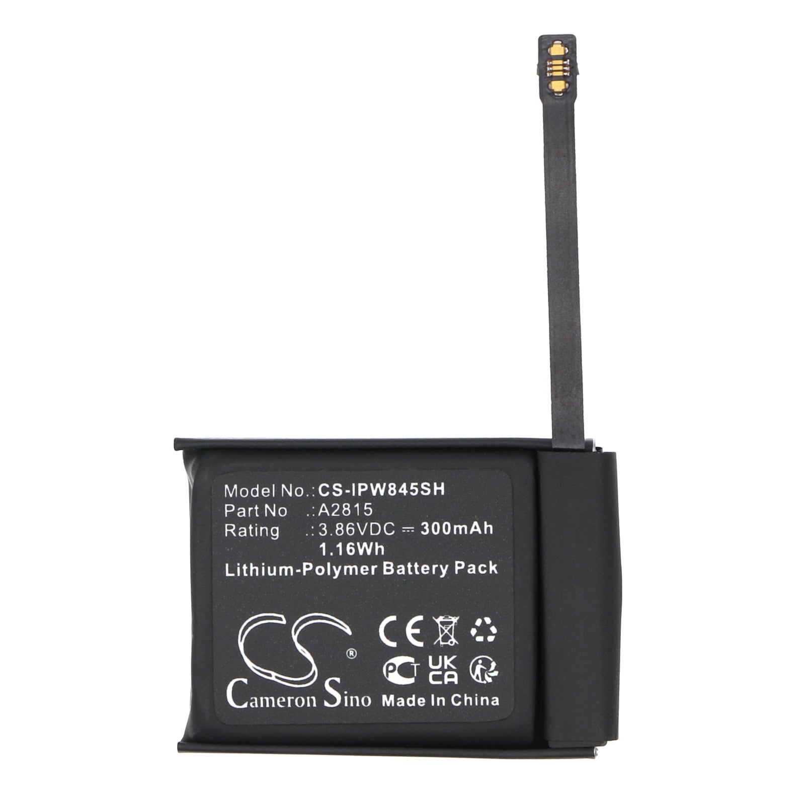 Li-Polymer, Smartwatch Battery fits Apple Watch Series S8 45mm, 3.86V, 300mAh Smartwatch Cameron Sino Technology Limited