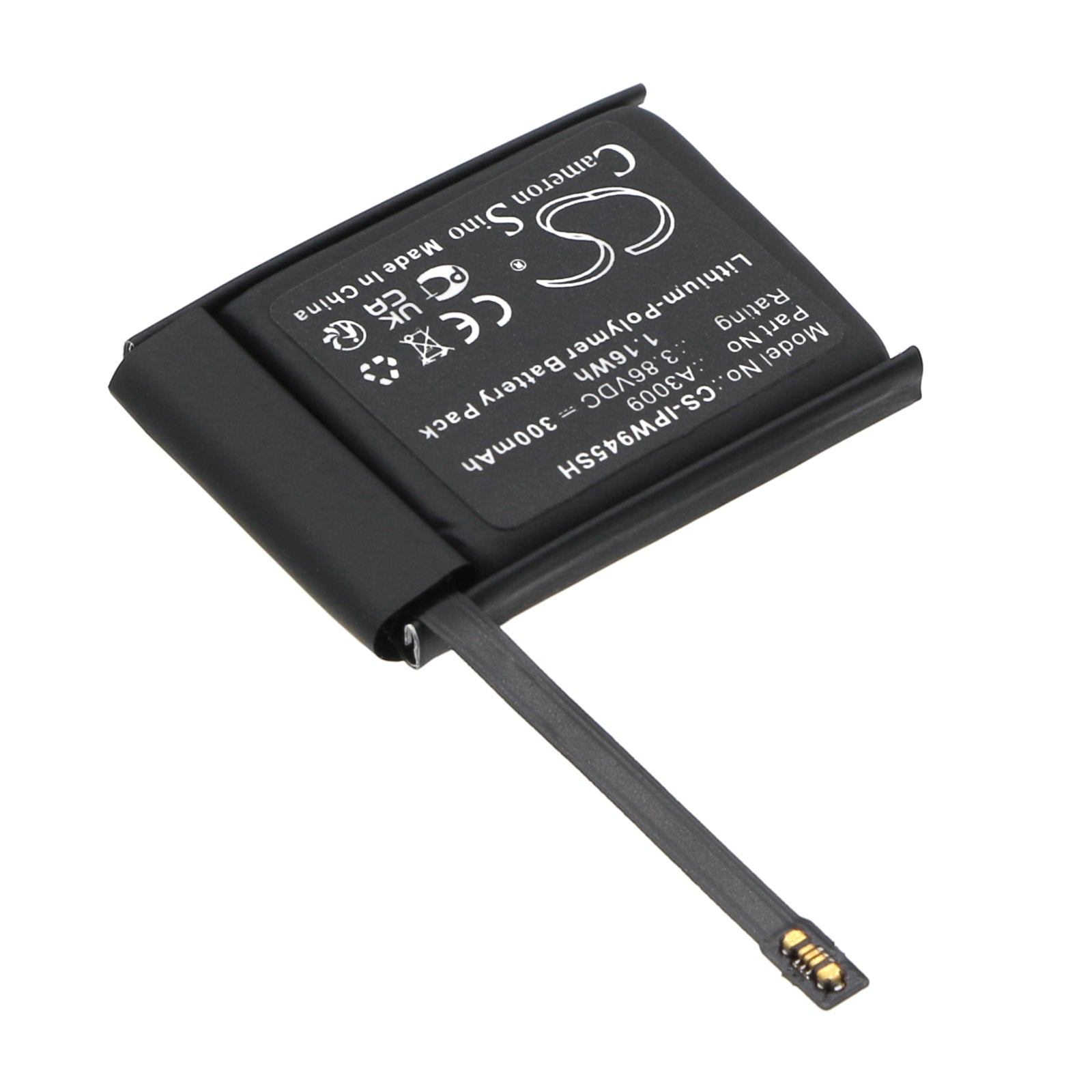 Li-Polymer, Smartwatch Battery fits Apple Watch Series S9 45mm, 3.86V, 300mAh Smartwatch Cameron Sino Technology Limited