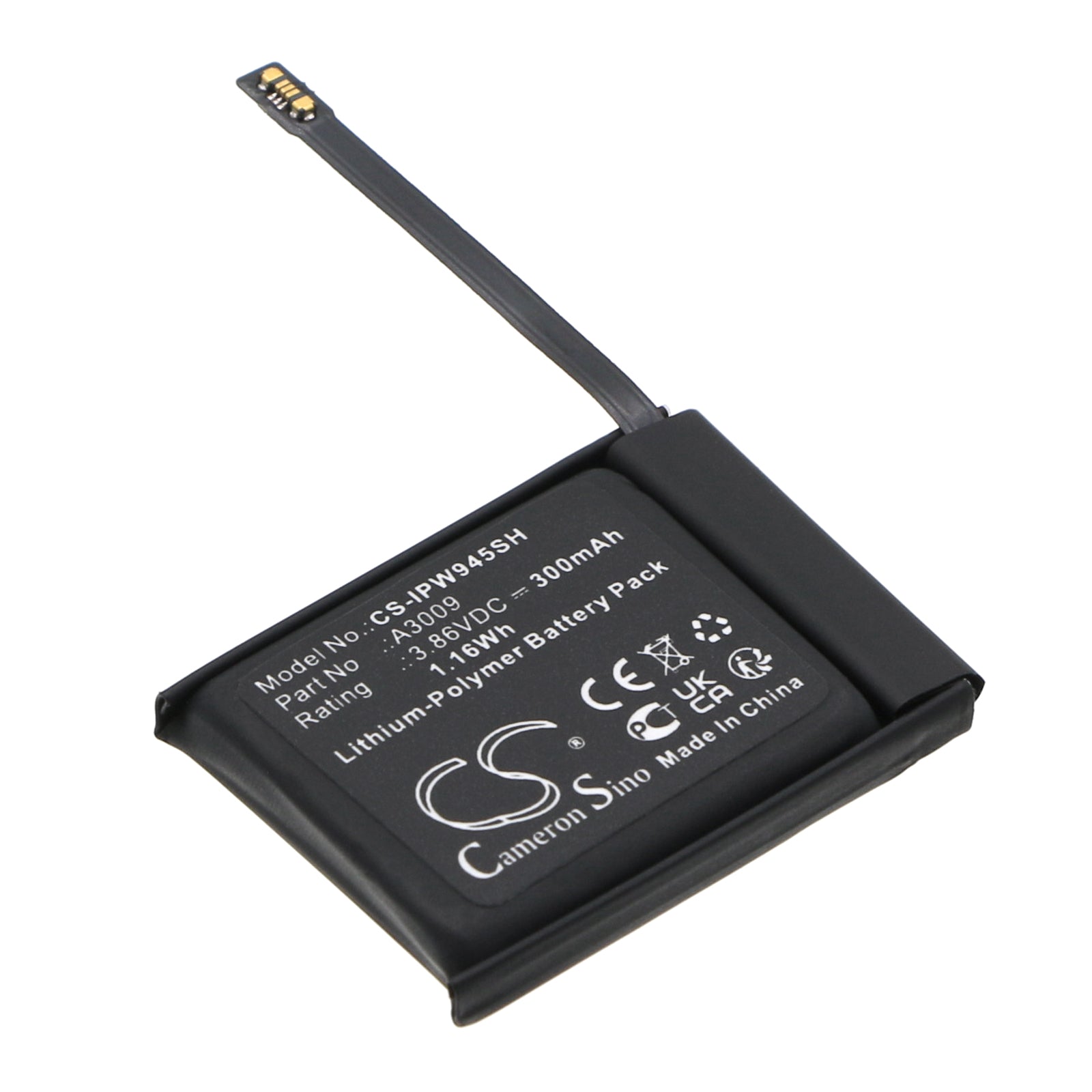 Li-Polymer, Smartwatch Battery fits Apple Watch Series S9 45mm, 3.86V, 300mAh Smartwatch Cameron Sino Technology Limited