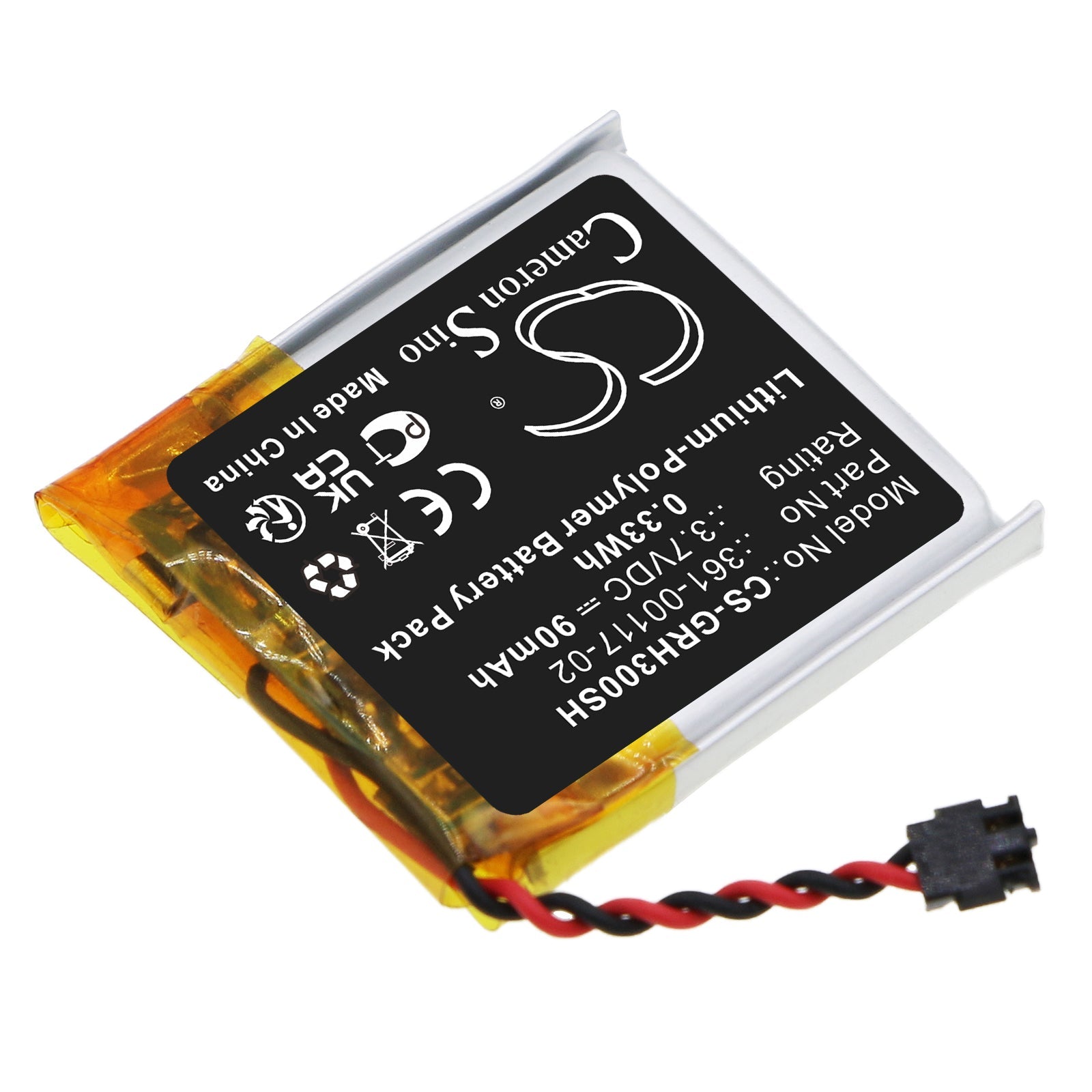 Li-Polymer, Smartwatch Battery fits Garmin Forerunner 30, 3.7V, 90mAh Smartwatch Cameron Sino Technology Limited