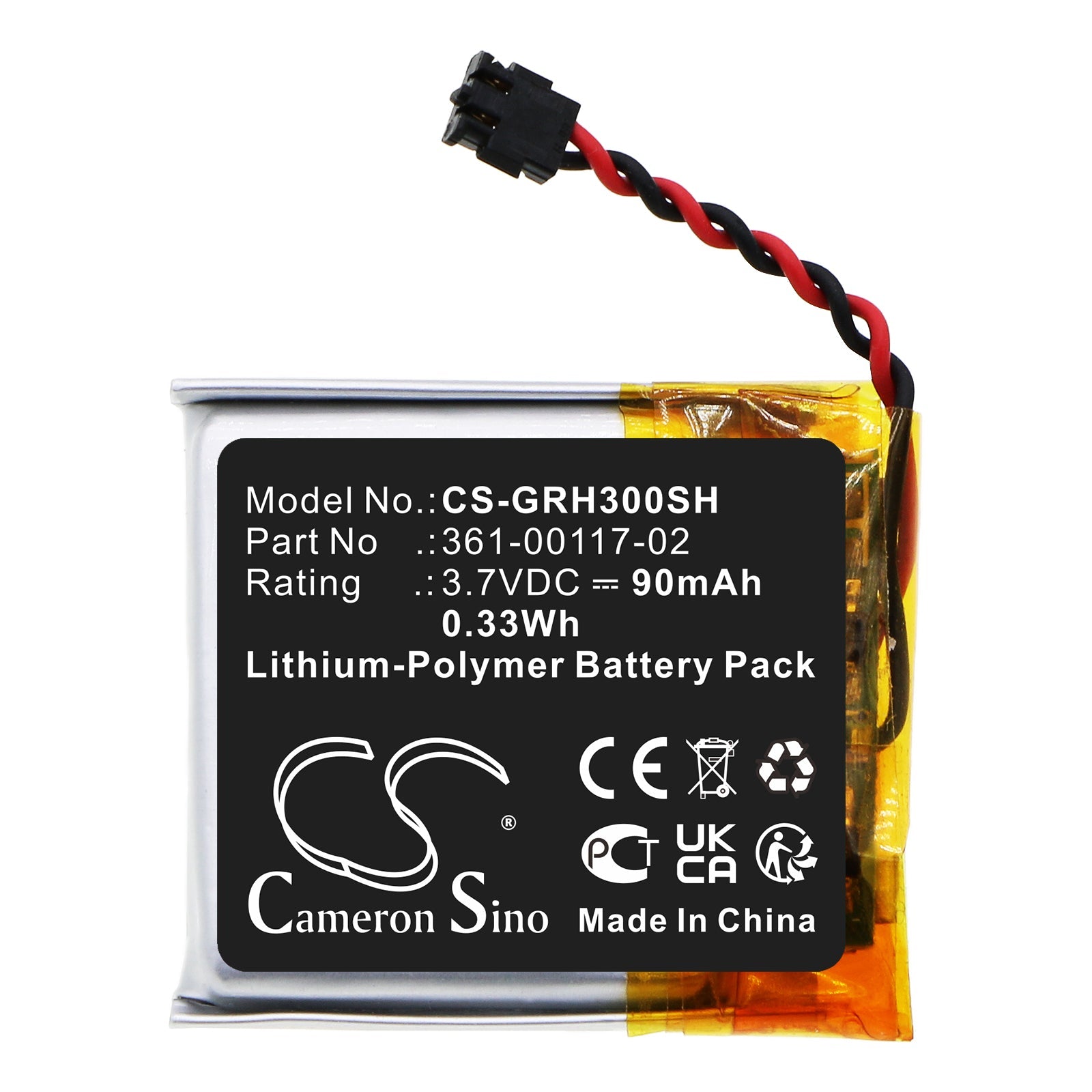Li-Polymer, Smartwatch Battery fits Garmin Forerunner 30, 3.7V, 90mAh Smartwatch Cameron Sino Technology Limited