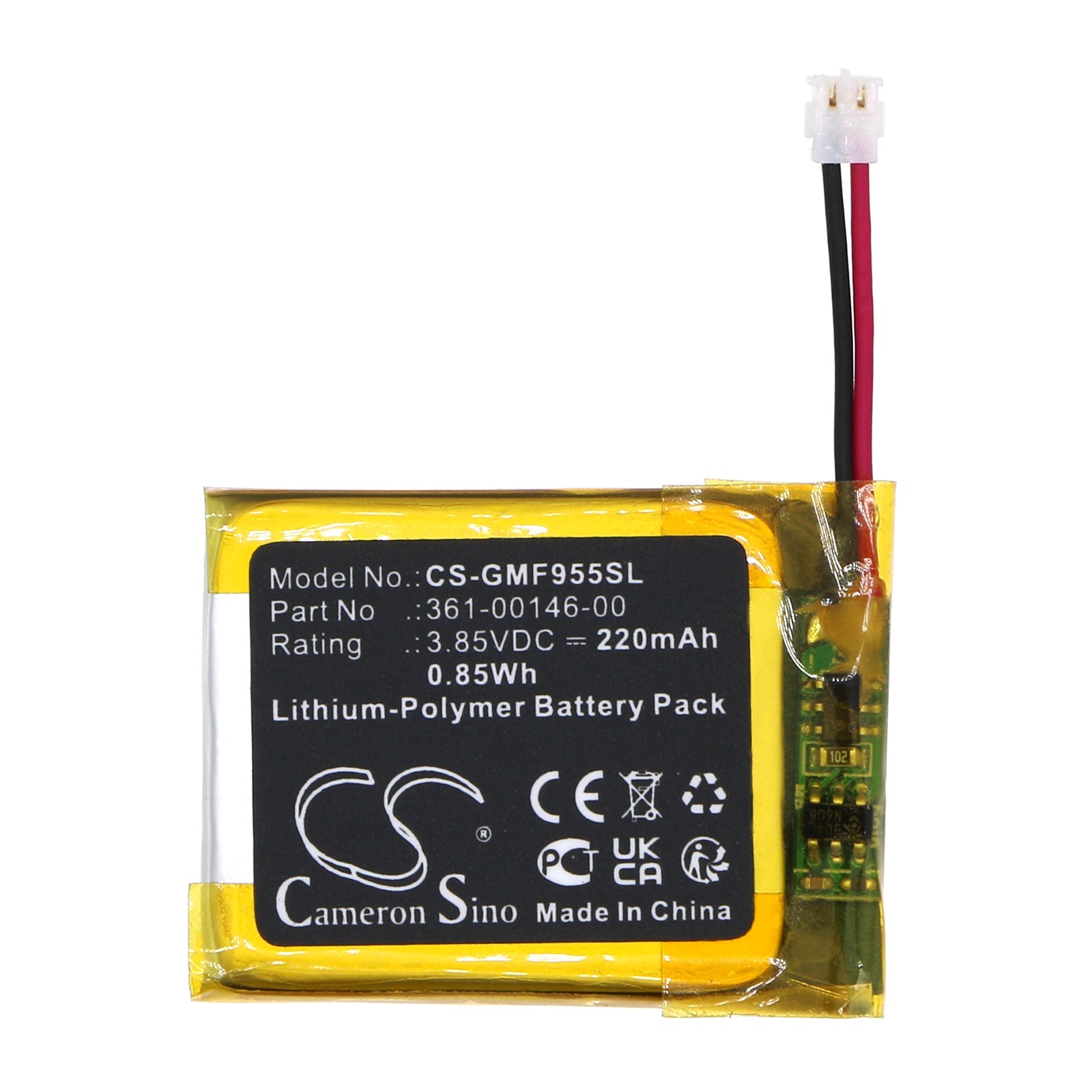Li-Polymer, Smartwatch Battery fits Garmin Forerunner 955 Solar, 3.85V, 220mAh Smartwatch Cameron Sino Technology Limited