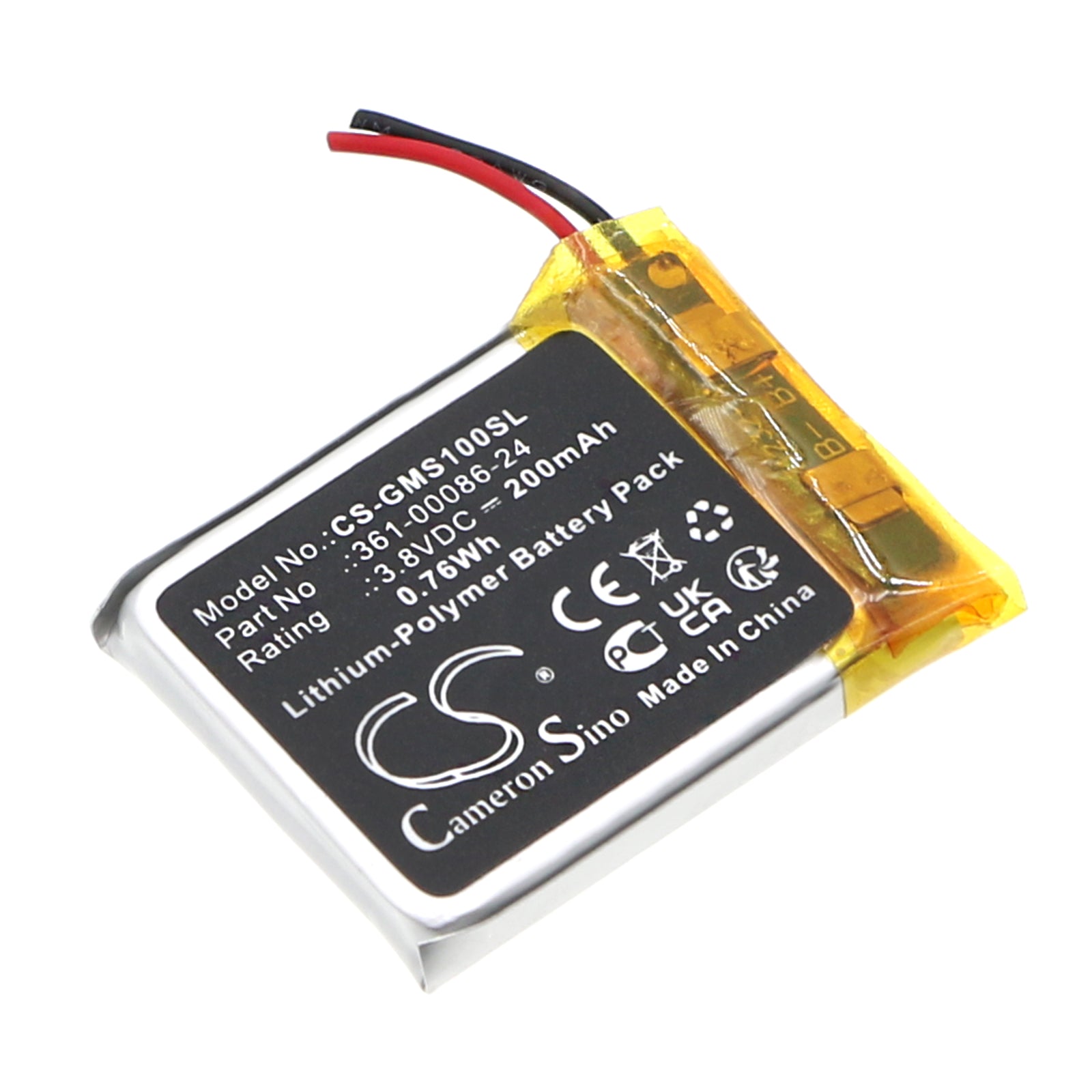 Li-Polymer, Smartwatch Battery fits Garmin Instinct Solar Gps, 3.8V, 200mAh Smartwatch Cameron Sino Technology Limited