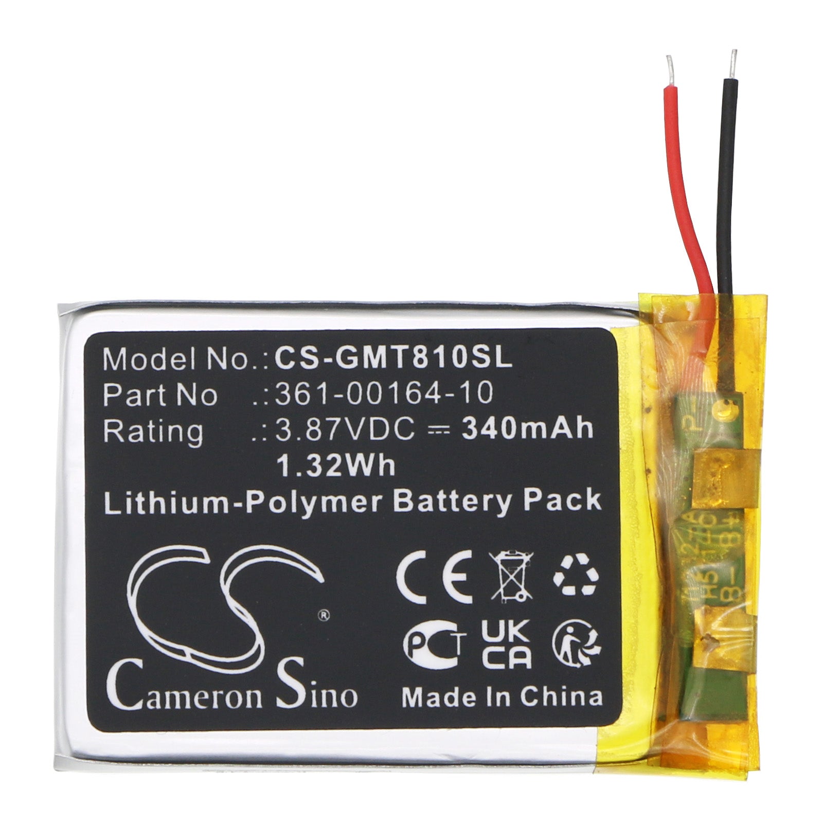 Li-Polymer, Smartwatch Battery fits Garmin Instinct Solar, Std-810g, 3.87V, 340mAh Smartwatch Cameron Sino Technology Limited