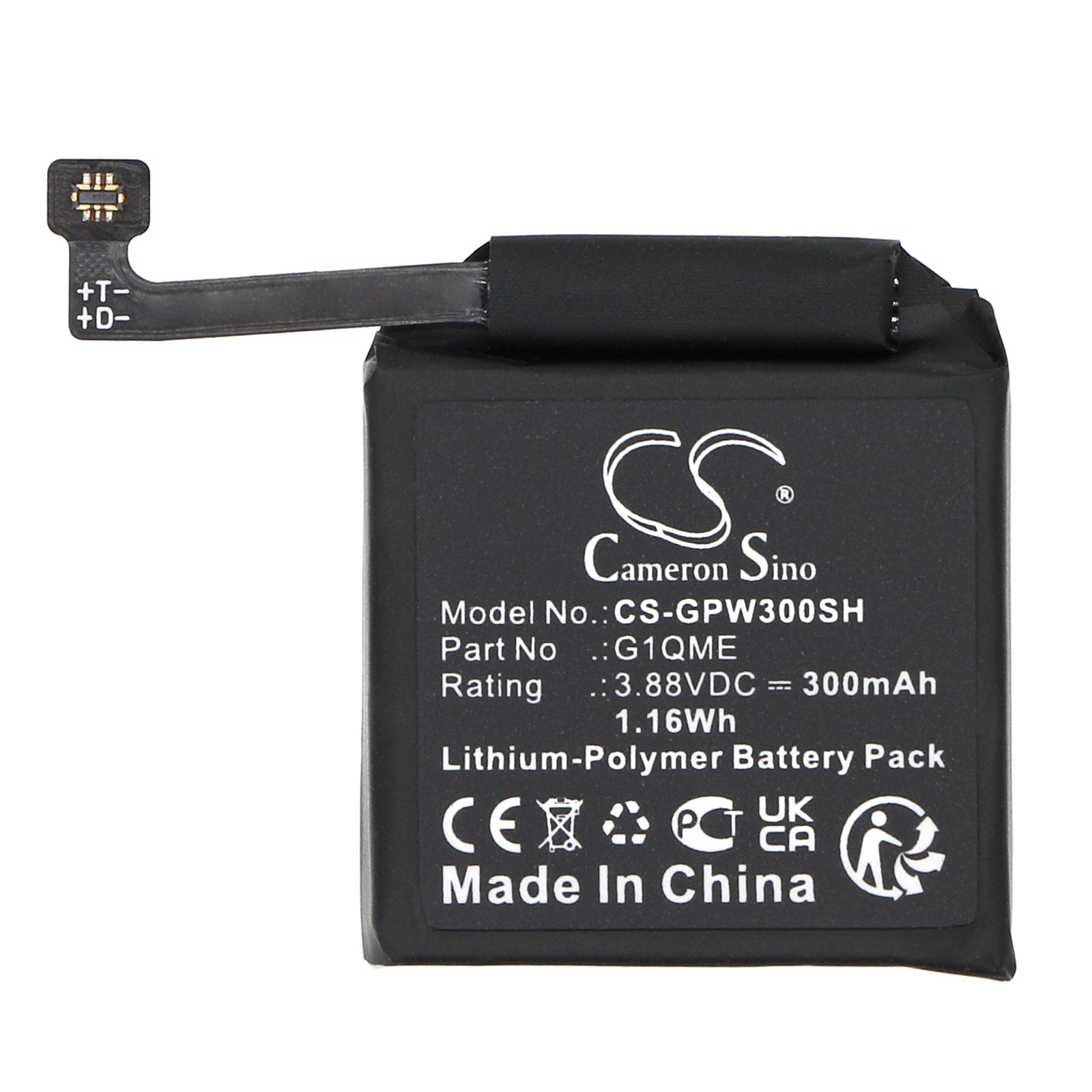 Li-Polymer, Smartwatch Battery fits Google Pixel Watch 3, 3.88V, 300mAh Smartwatch Cameron Sino Technology Limited