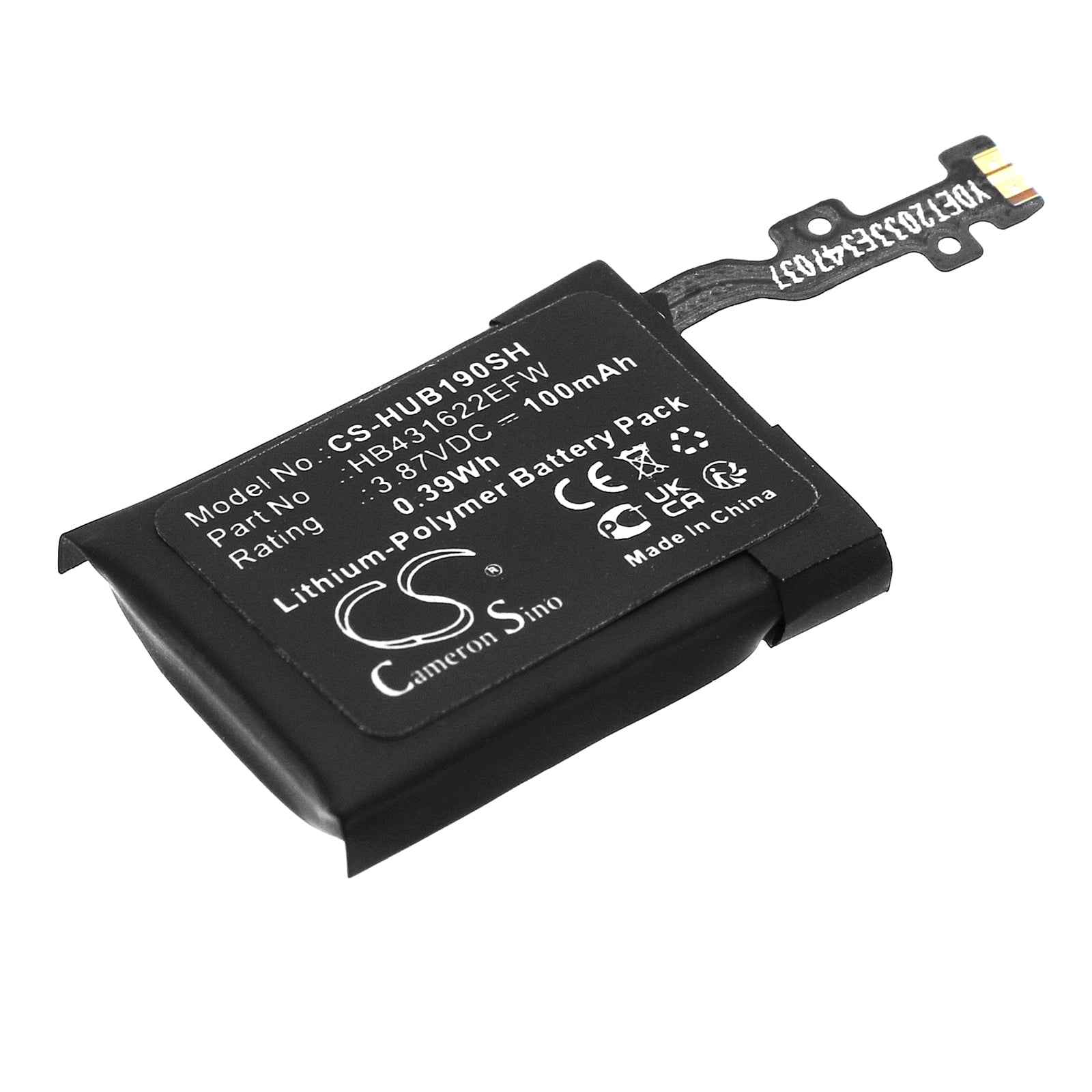 Li-Polymer, Smartwatch Battery fits Huawei Band B6, Band B7, 3.87V, 100mAh Smartwatch Cameron Sino Technology Limited
