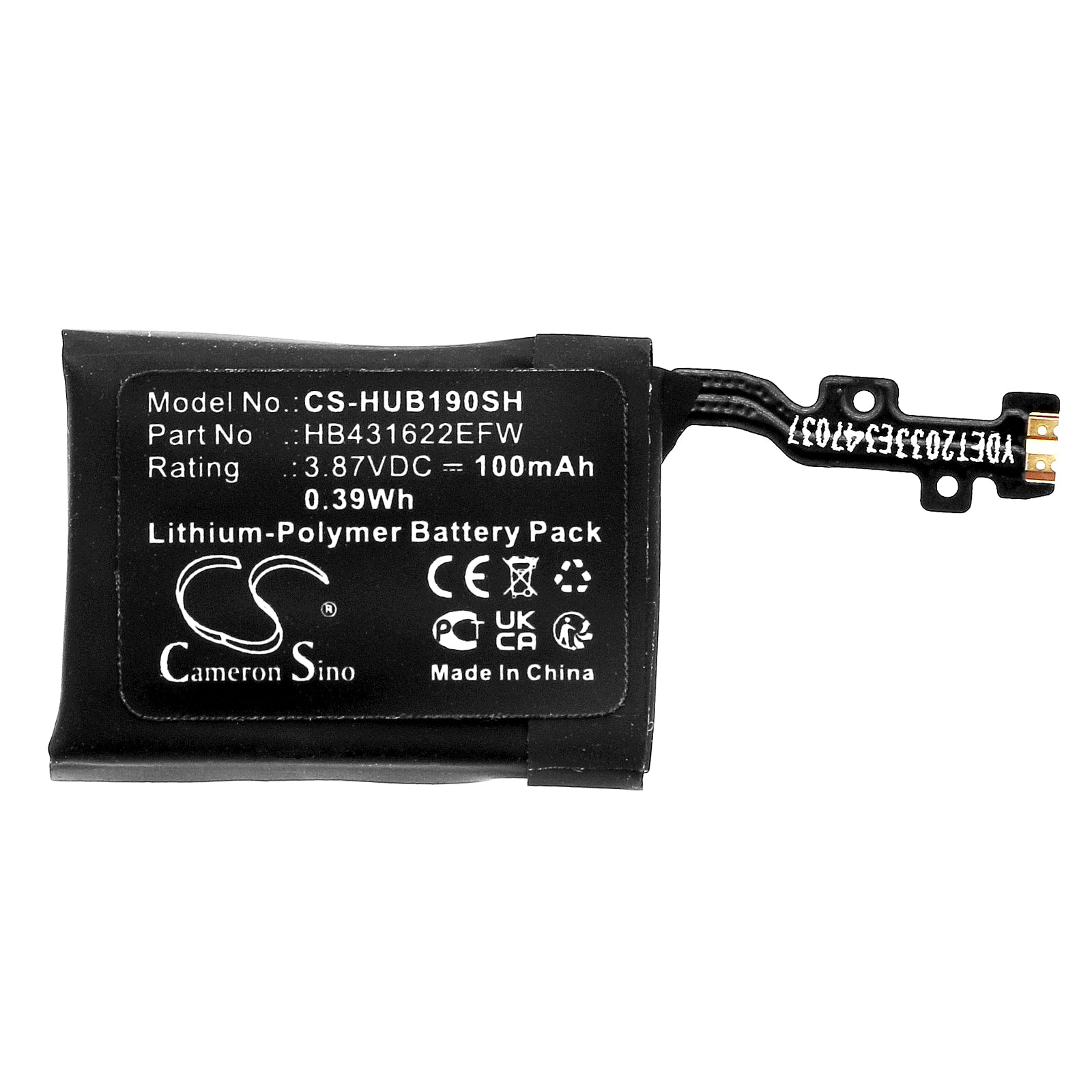 Li-Polymer, Smartwatch Battery fits Huawei Band B6, Band B7, 3.87V, 100mAh Smartwatch Cameron Sino Technology Limited