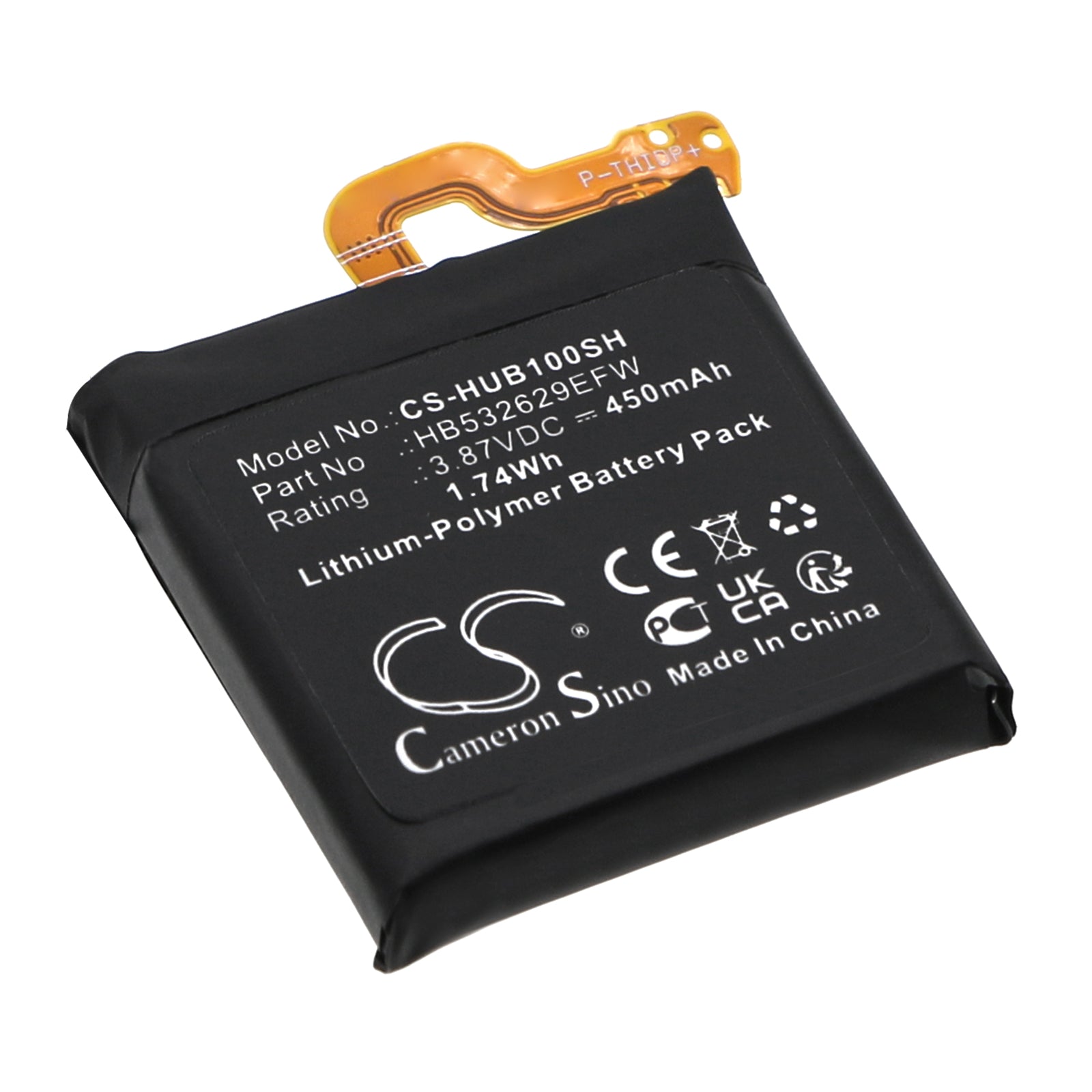 Li-Polymer, Smartwatch Battery fits Huawei Myl-b10, Run-b19, 3.87V, 450mAh Smartwatch Cameron Sino Technology Limited