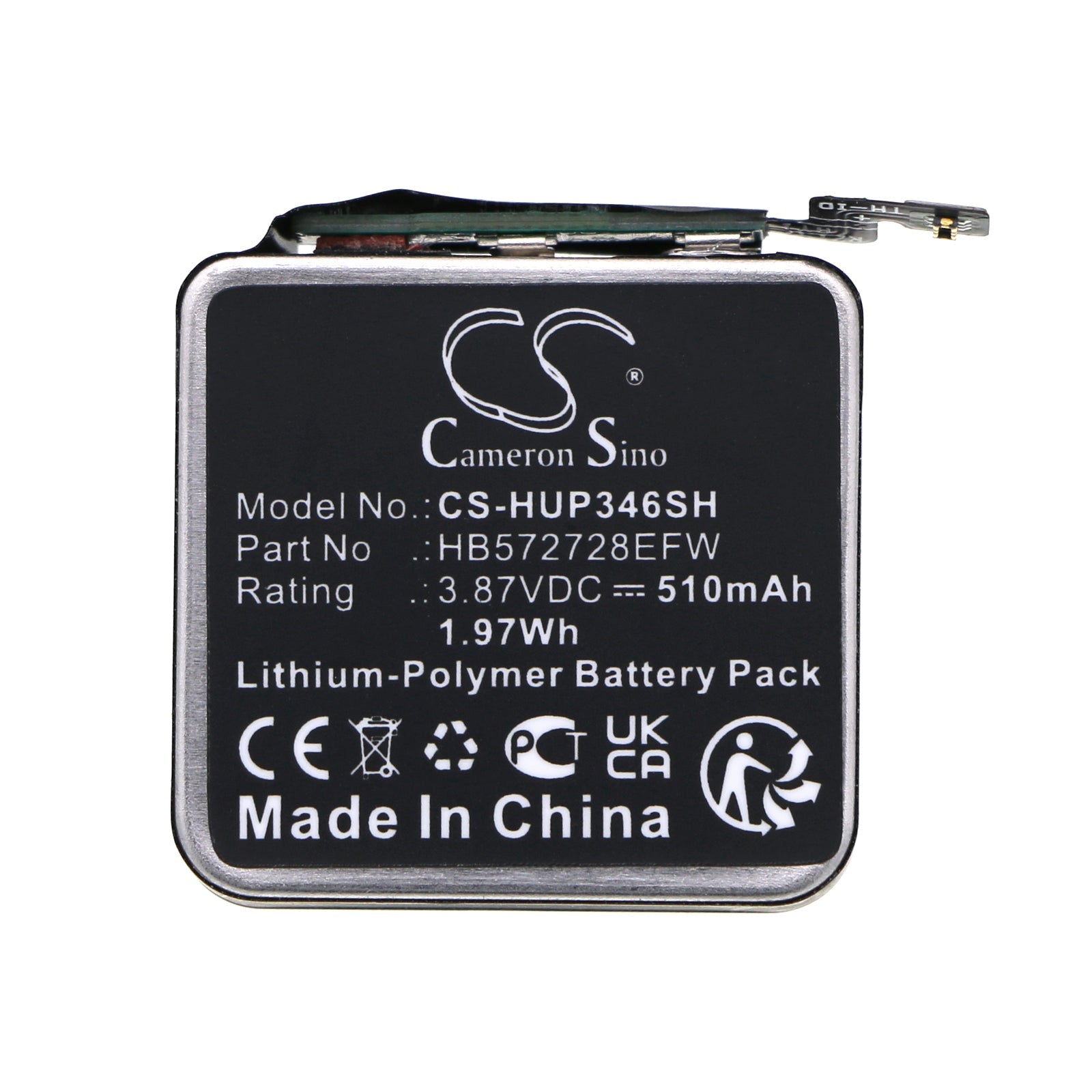 Li-Polymer, Smartwatch Battery fits Huawei Watch Gt3 Pro 46mm, 3.87V, 510mAh Smartwatch Cameron Sino Technology Limited
