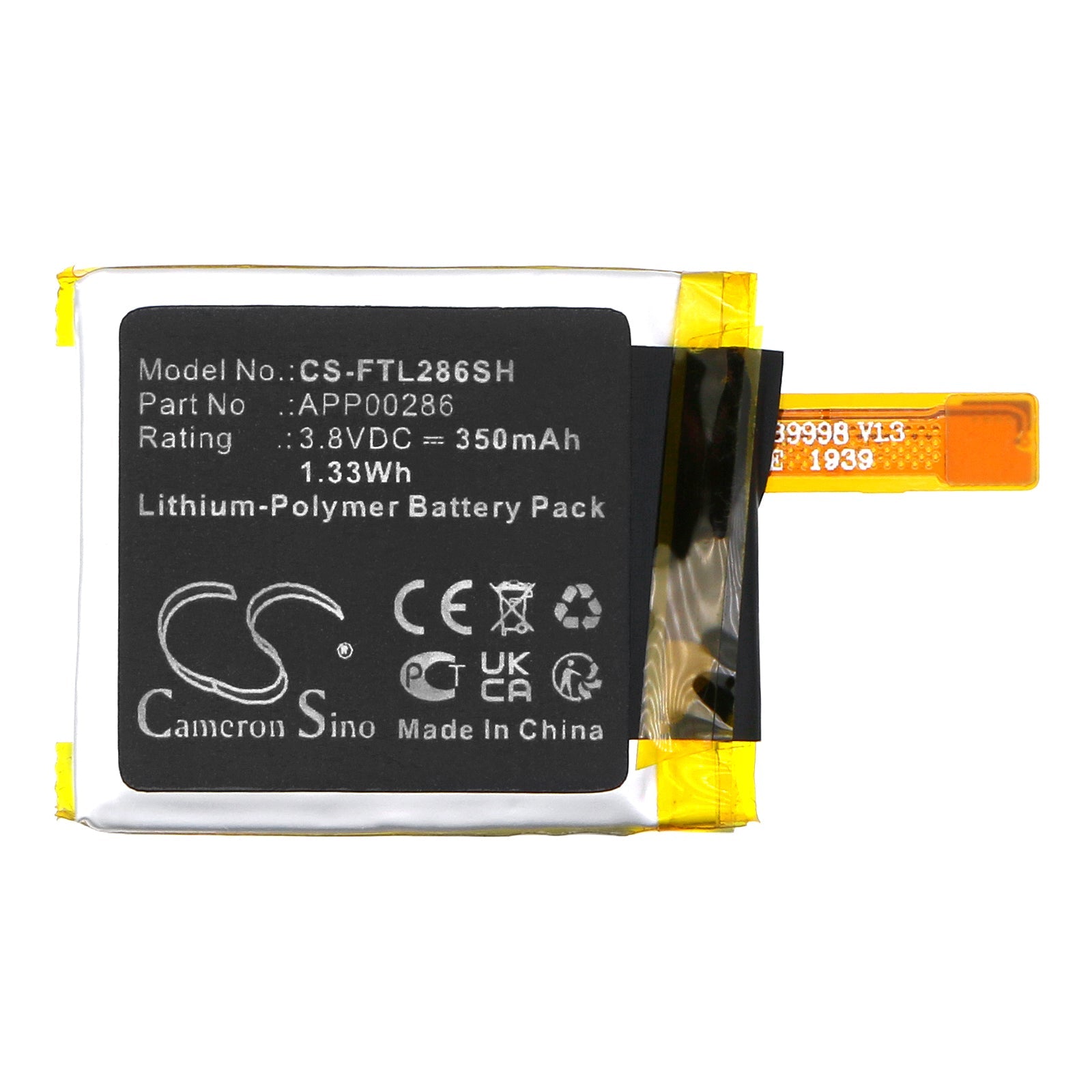 Li-Polymer, Smartwatch Battery fits Puma Smartwatch Dw9p1, Fossil Dw9k1, 3.8V, 350mAh Smartwatch Cameron Sino Technology Limited
