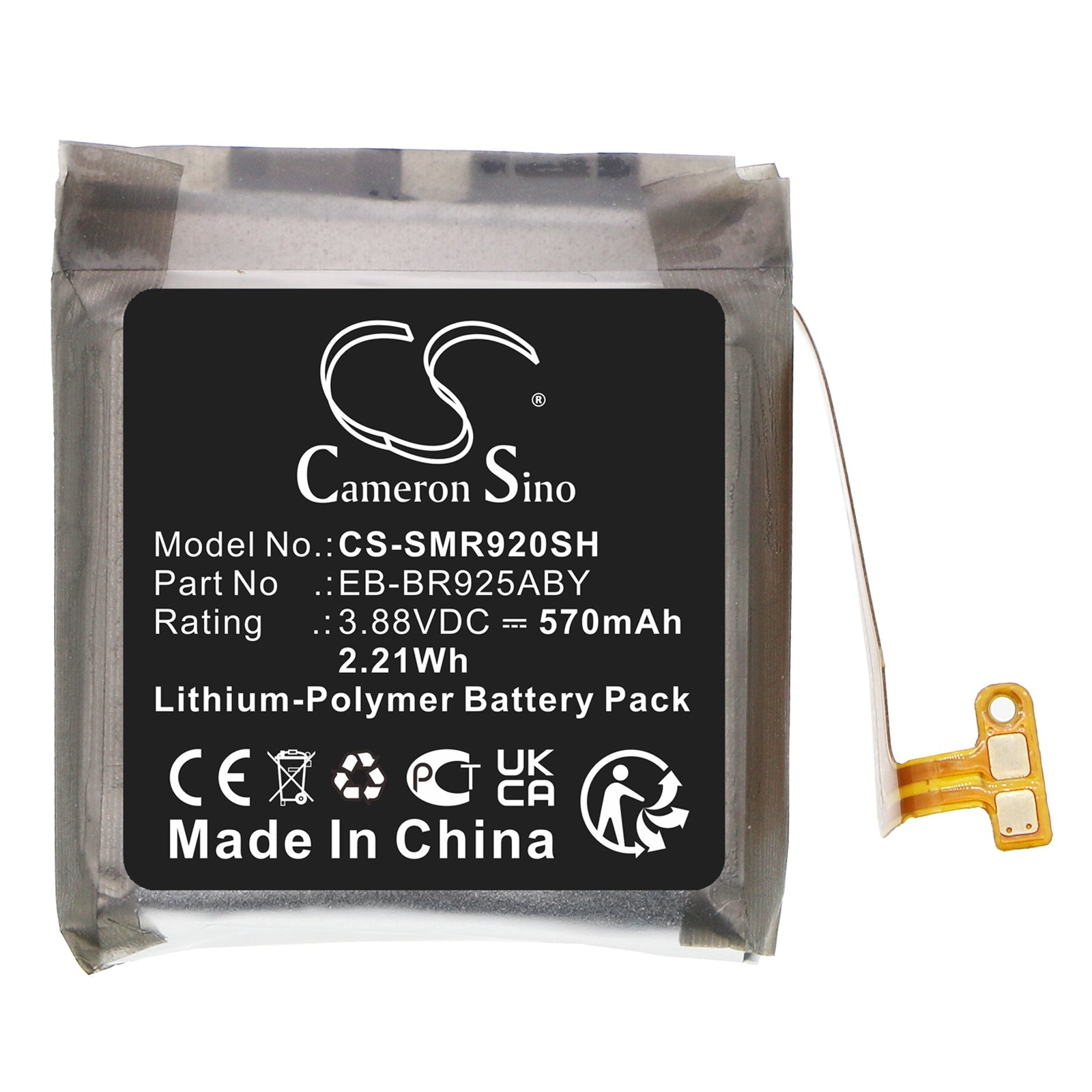 Li-Polymer, Smartwatch Battery fits Samsung Galaxy Watch 5 Pro 45mm, Sm-r920, 3.88V, 570mAh Smartwatch Cameron Sino Technology Limited