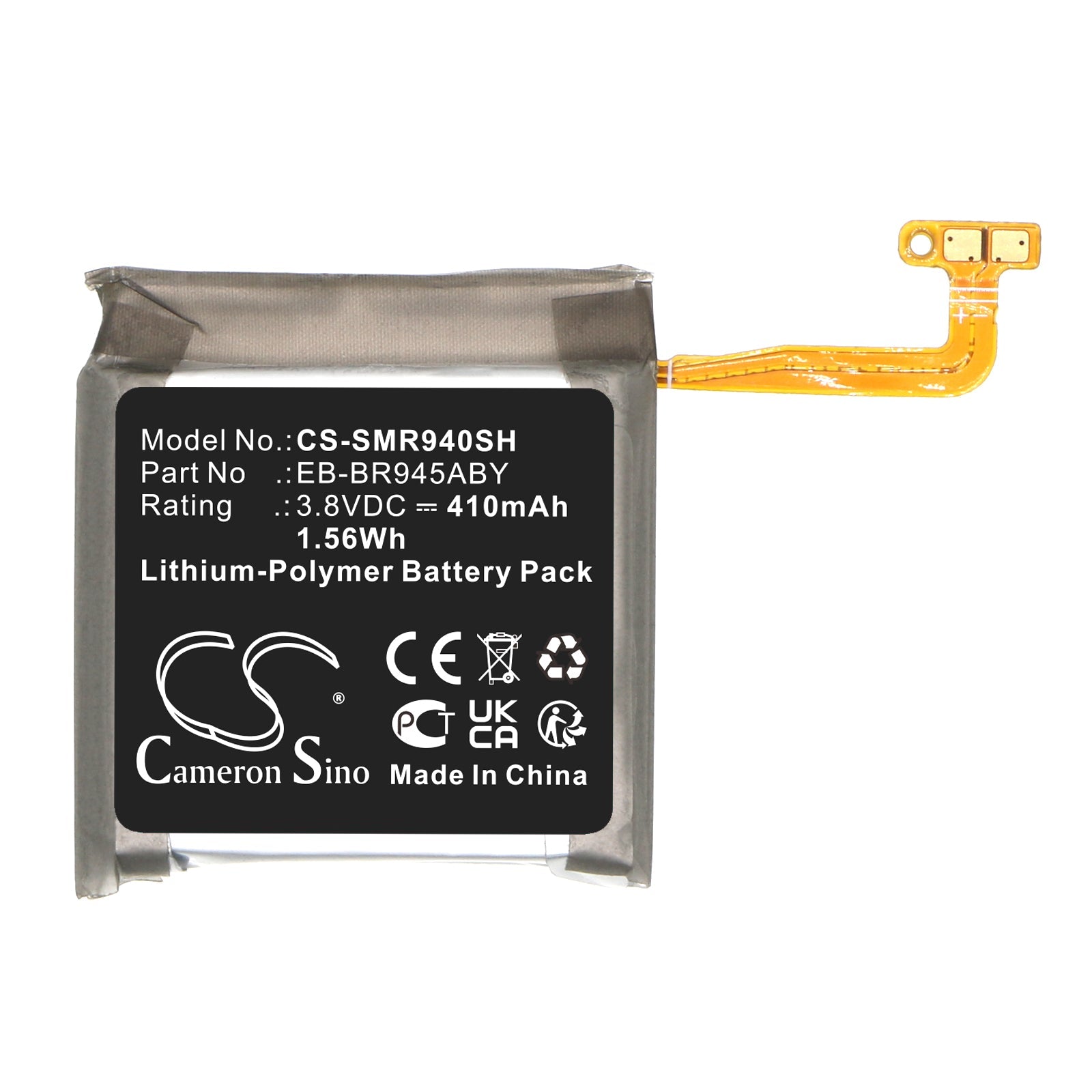 Li-Polymer, Smartwatch Battery fits Samsung Galaxy Watch 6 44mm, Sm-r940, 3.8V, 410mAh Smartwatch Cameron Sino Technology Limited