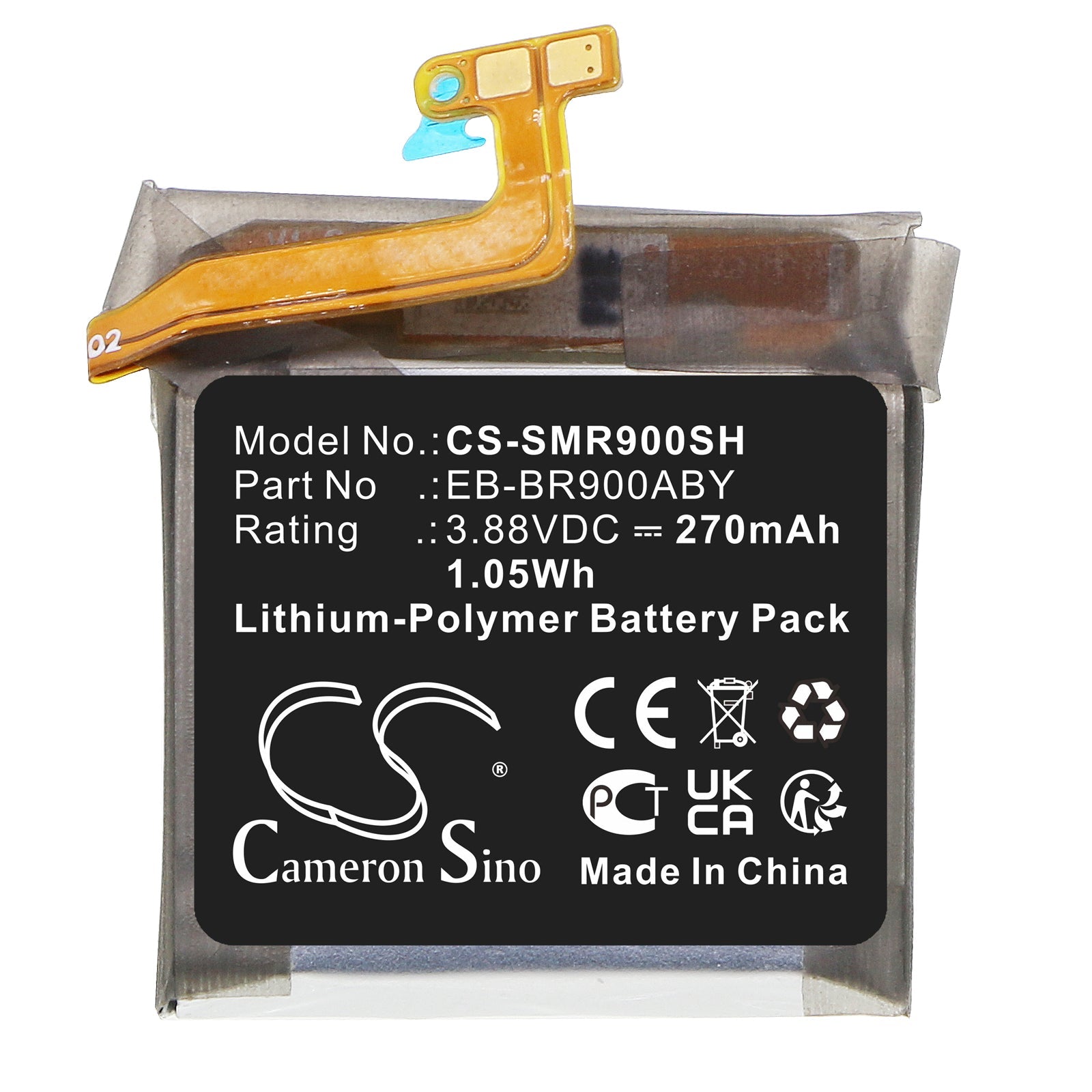 Li-Polymer, Smartwatch Battery fits Samsung Sm-r900, Sm-r905, 3.88V, 270mAh Smartwatch Cameron Sino Technology Limited