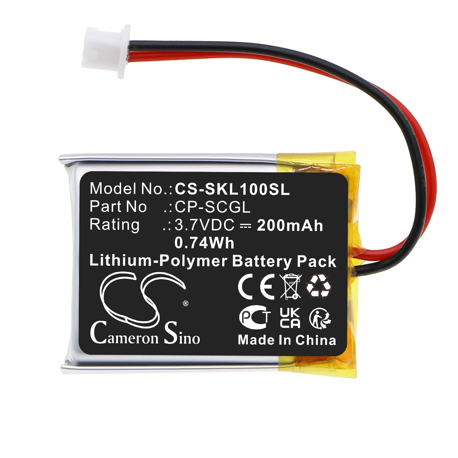 Li-Polymer, Smartwatch Battery fits Skycaddie Golf Linx, 3.7V, 200mAh Smartwatch Cameron Sino Technology Limited