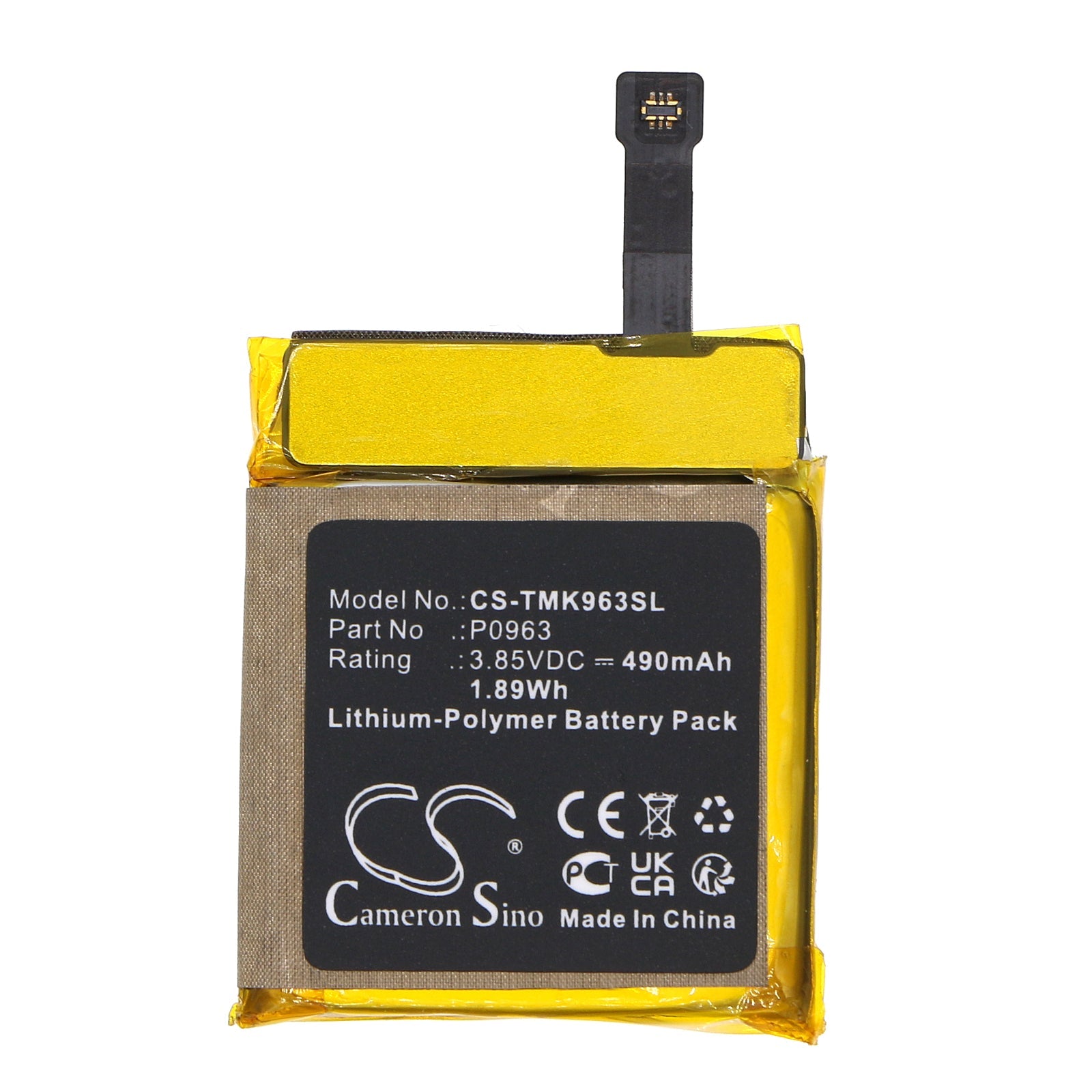 Li-Polymer, Smartwatch Battery fits T-mobile Syncup Kids, 3.85V, 490mAh Smartwatch Cameron Sino Technology Limited