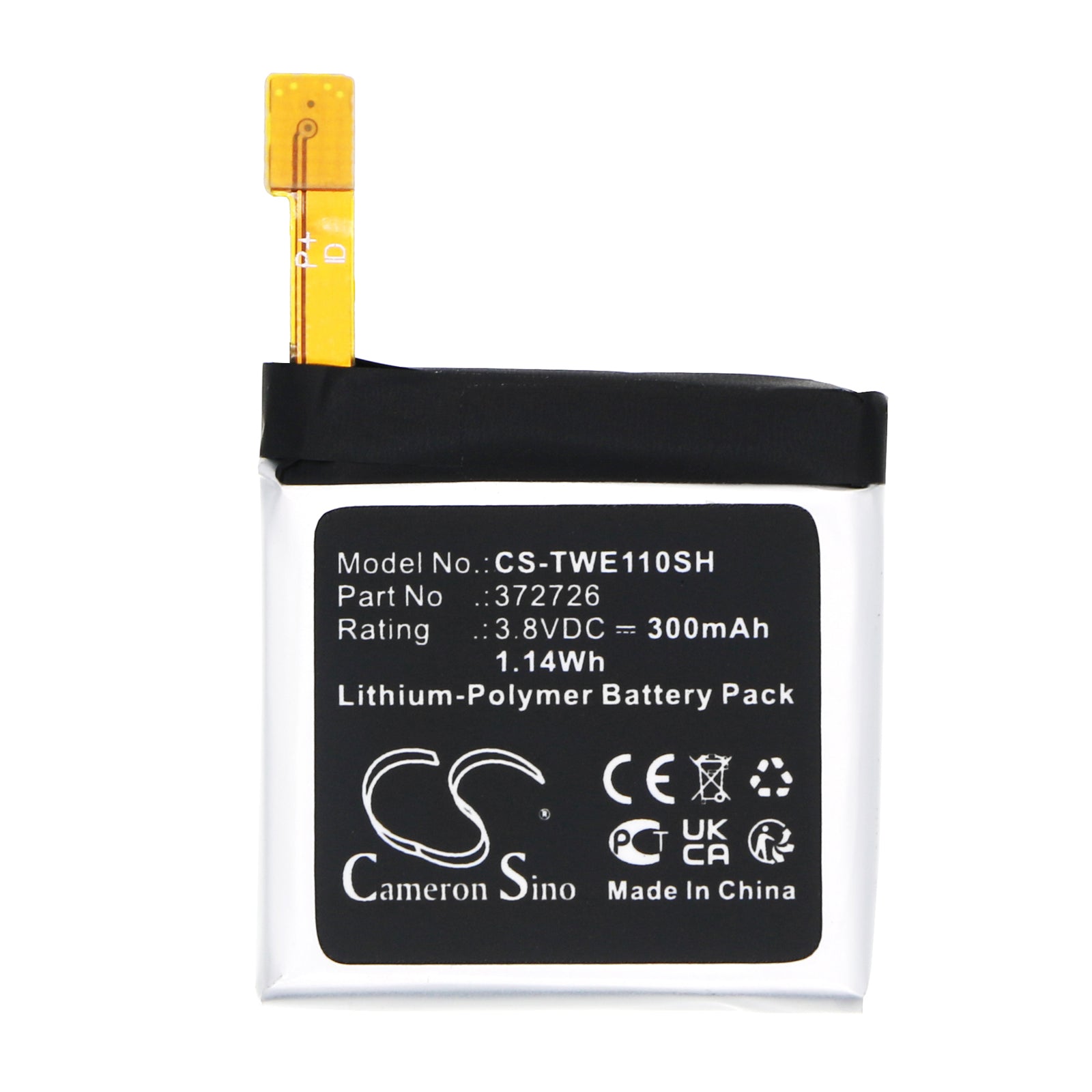Li-Polymer, Smartwatch Battery fits Ticwatch 1 46mm, We11098, 3.8V, 300mAh Smartwatch Cameron Sino Technology Limited