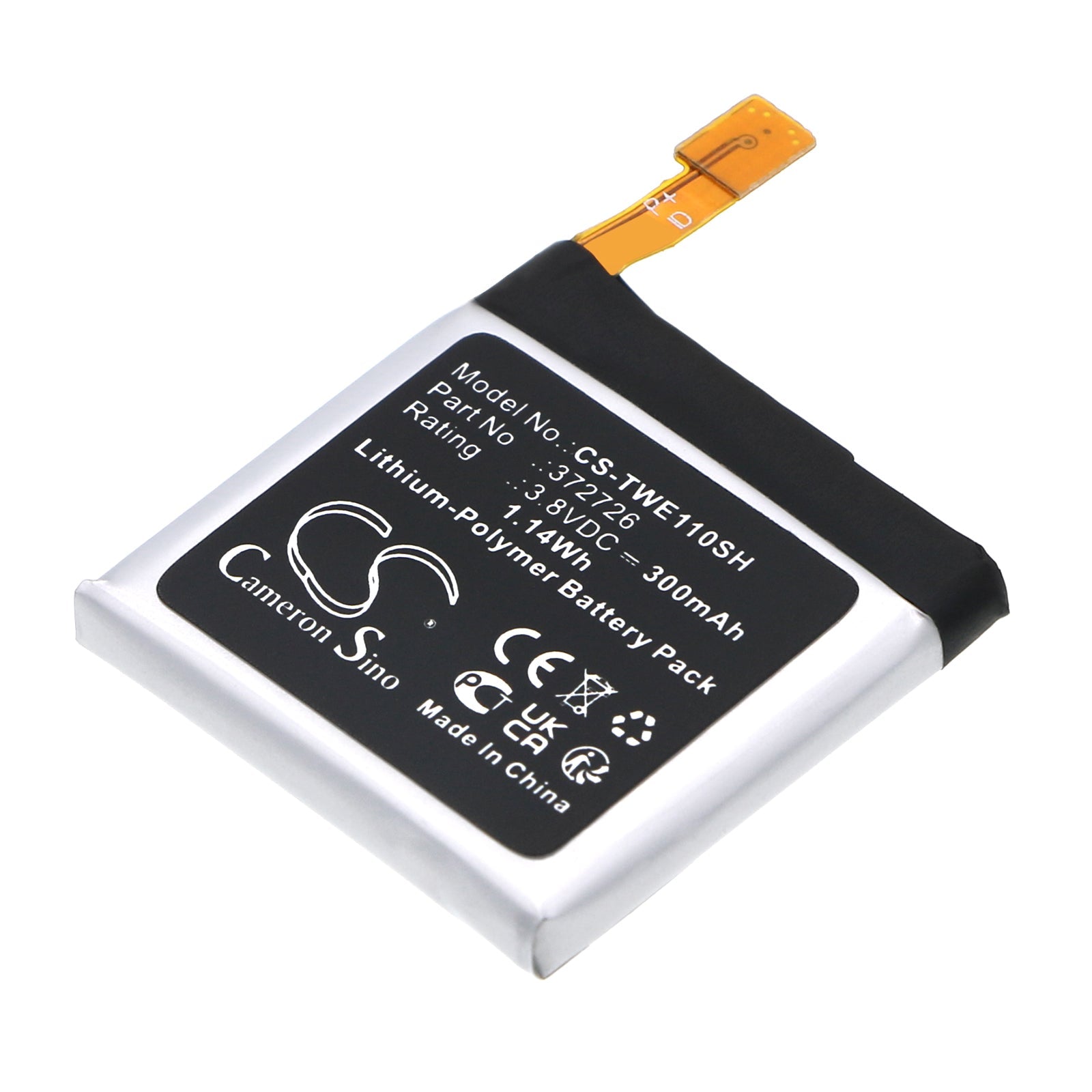 Li-Polymer, Smartwatch Battery fits Ticwatch 1 46mm, We11098, 3.8V, 300mAh Smartwatch Cameron Sino Technology Limited